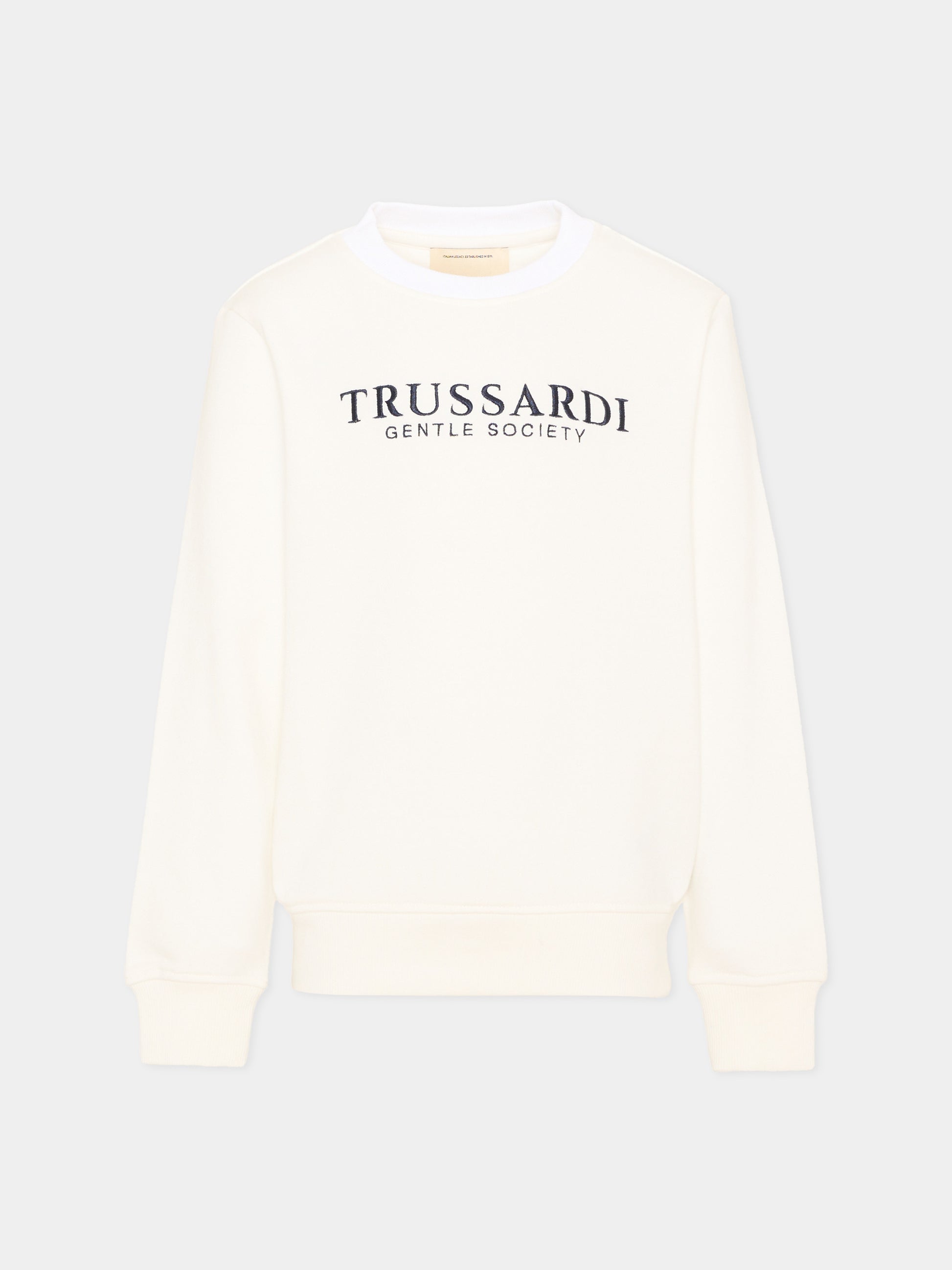 Felpa avorio per bambino con logo,Trussardi Junior,TBA26005FE OFF-WHITE OFF-WHITE