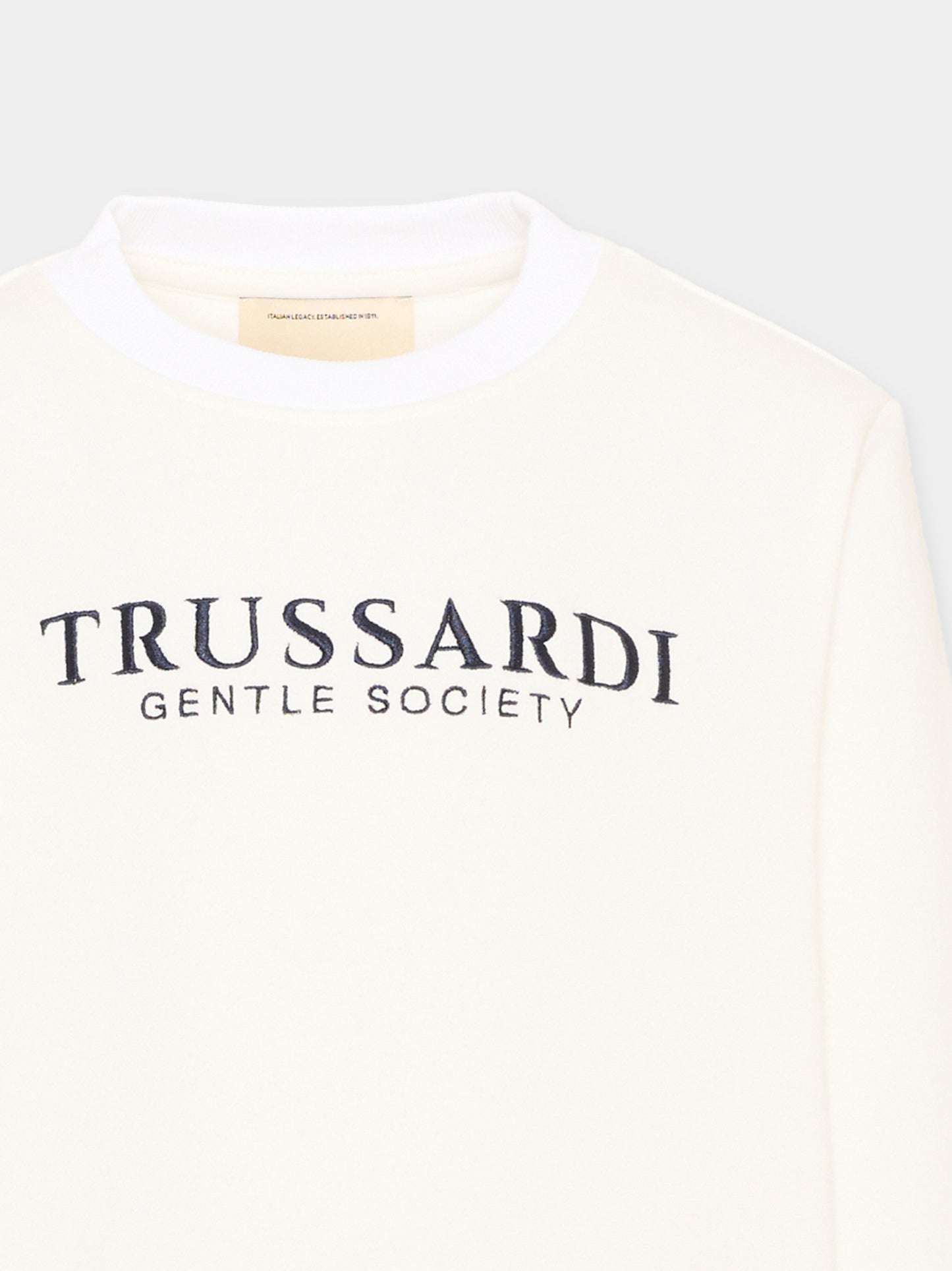 Felpa avorio per bambino con logo,Trussardi Junior,TBA26005FE OFF-WHITE OFF-WHITE