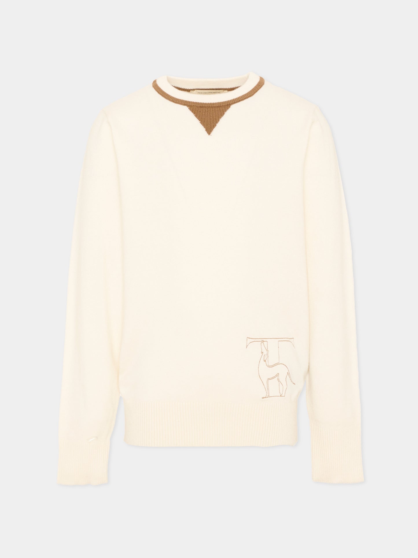 Maglione avorio per bambino con logo,Trussardi Junior,TBA26038MA O-WHITE/C. OFF-WHITE