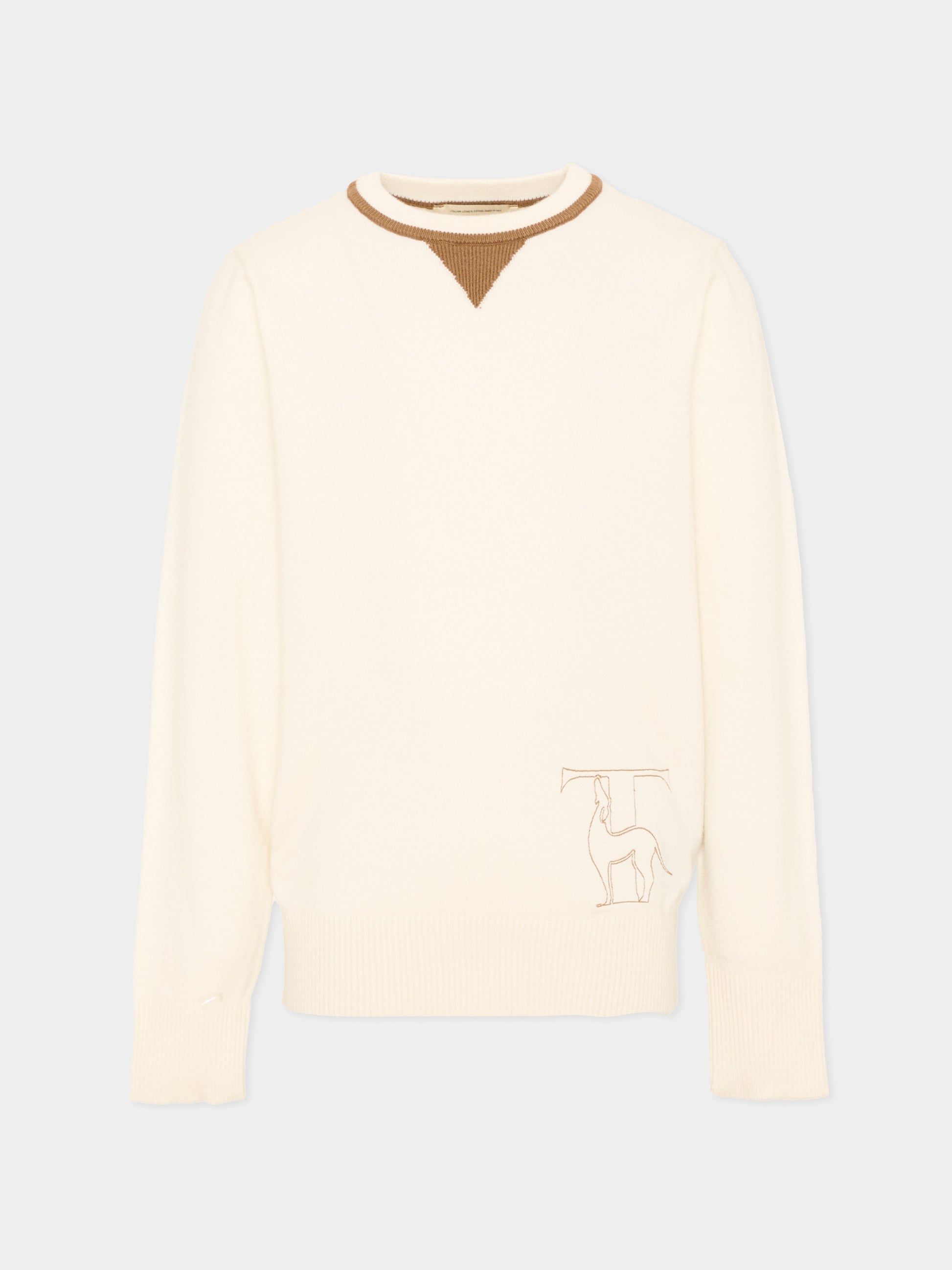 Maglione avorio per bambino con logo,Trussardi Junior,TBA26038MA O-WHITE/C. OFF-WHITE