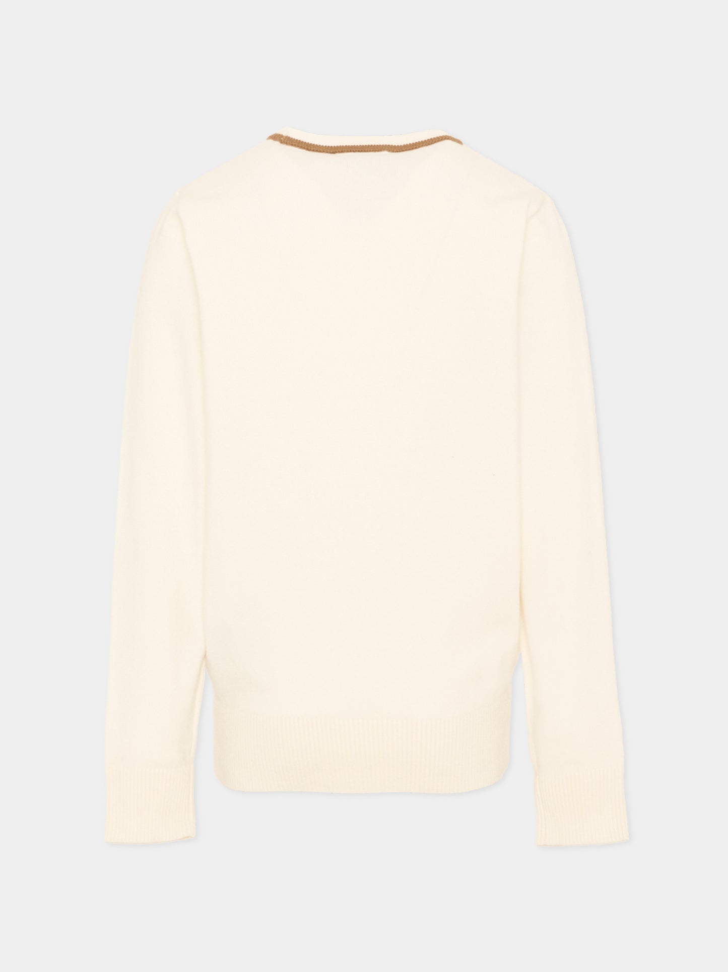 Maglione avorio per bambino con logo,Trussardi Junior,TBA26038MA O-WHITE/C. OFF-WHITE