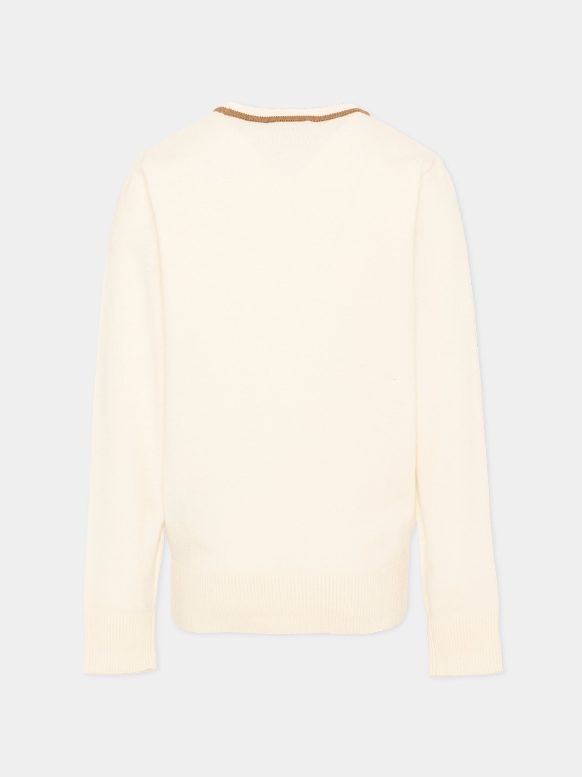 Maglione avorio per bambino con logo,Trussardi Junior,TBA26038MA O-WHITE/C. OFF-WHITE