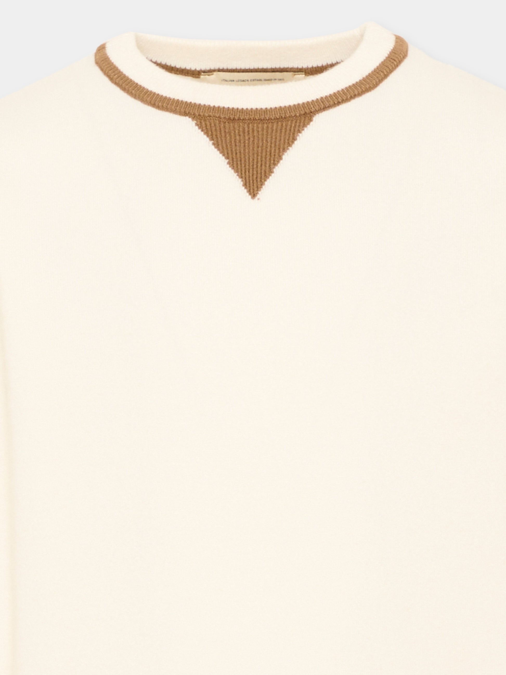 Maglione avorio per bambino con logo,Trussardi Junior,TBA26038MA O-WHITE/C. OFF-WHITE