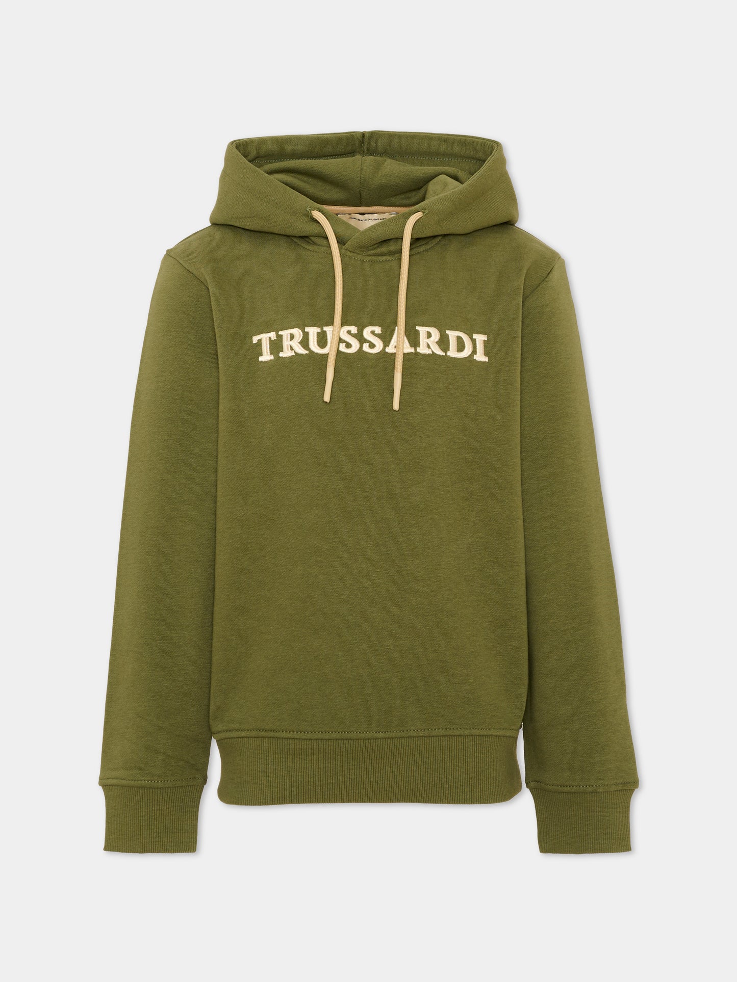 Felpa con cappuccio verde per bambino con logo,Trussardi Junior,TBA26062FE CYPRESS CYPRESS