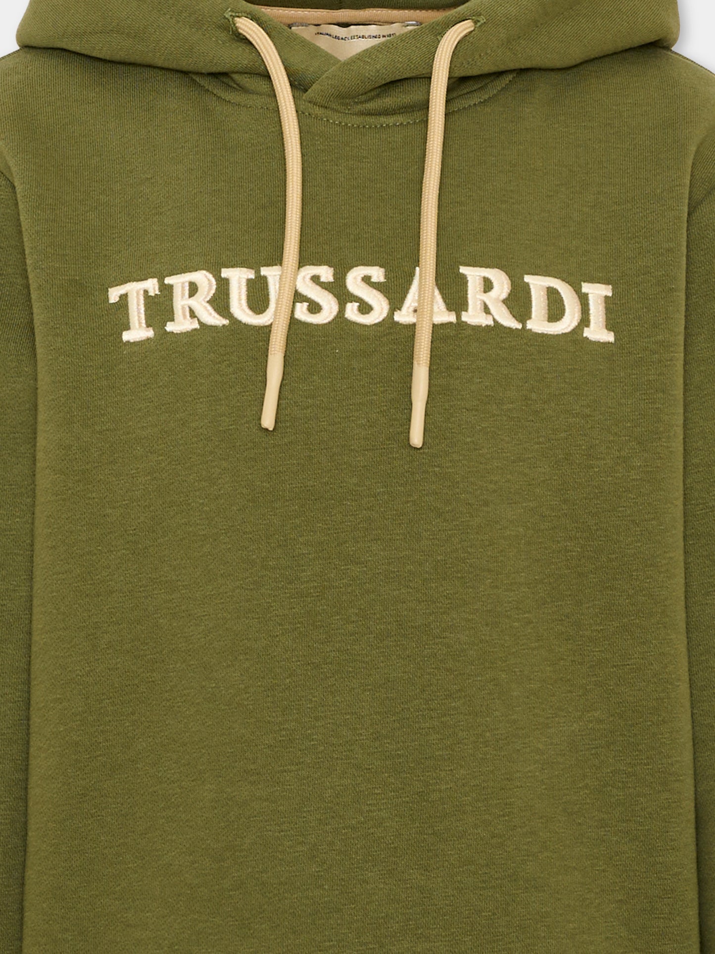 Felpa con cappuccio verde per bambino con logo,Trussardi Junior,TBA26062FE CYPRESS CYPRESS