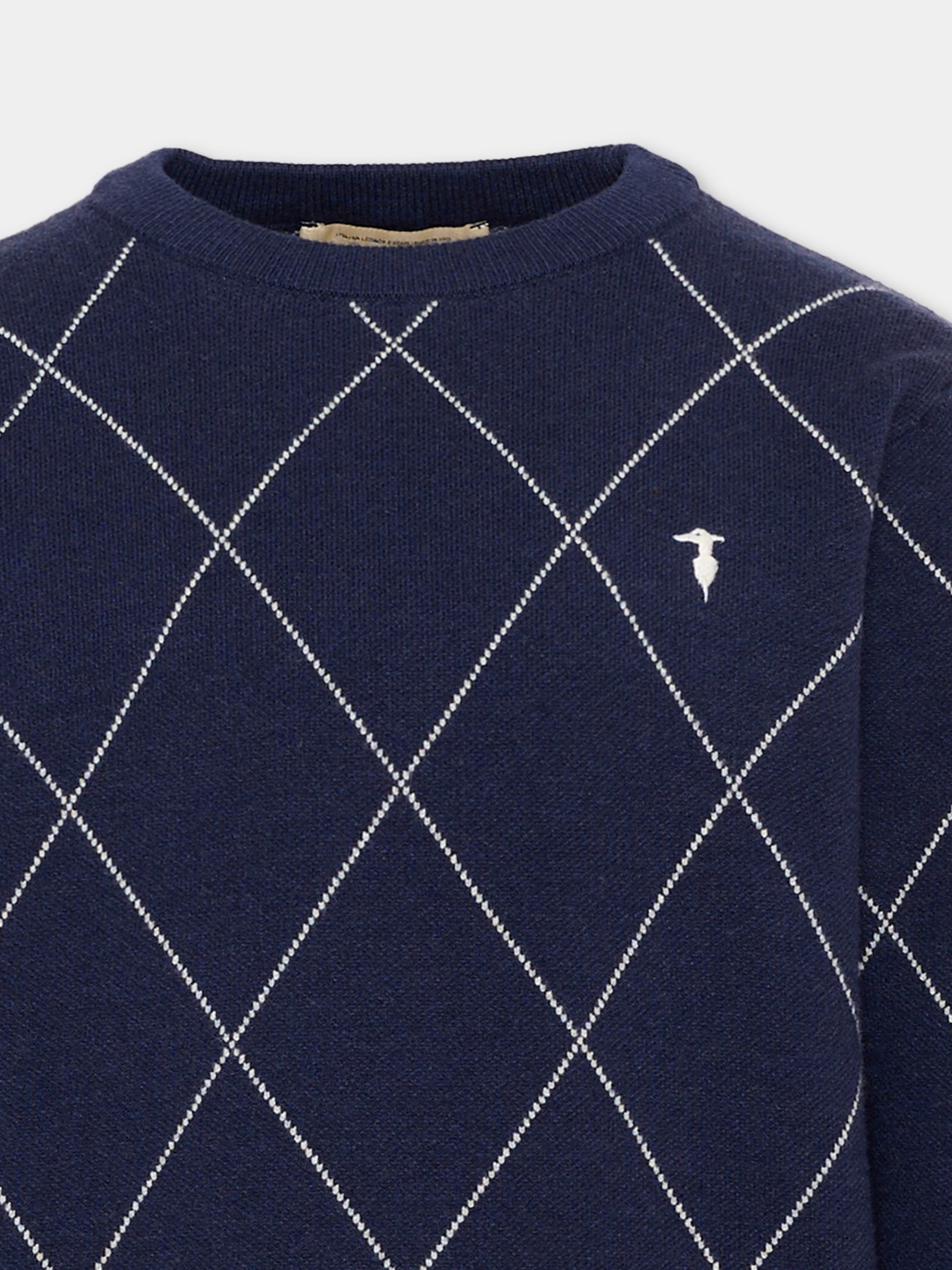 Maglione blu per bambino con logo,Trussardi Junior,TBA26030MA BLUE_NAVAL BLUE NAVAL