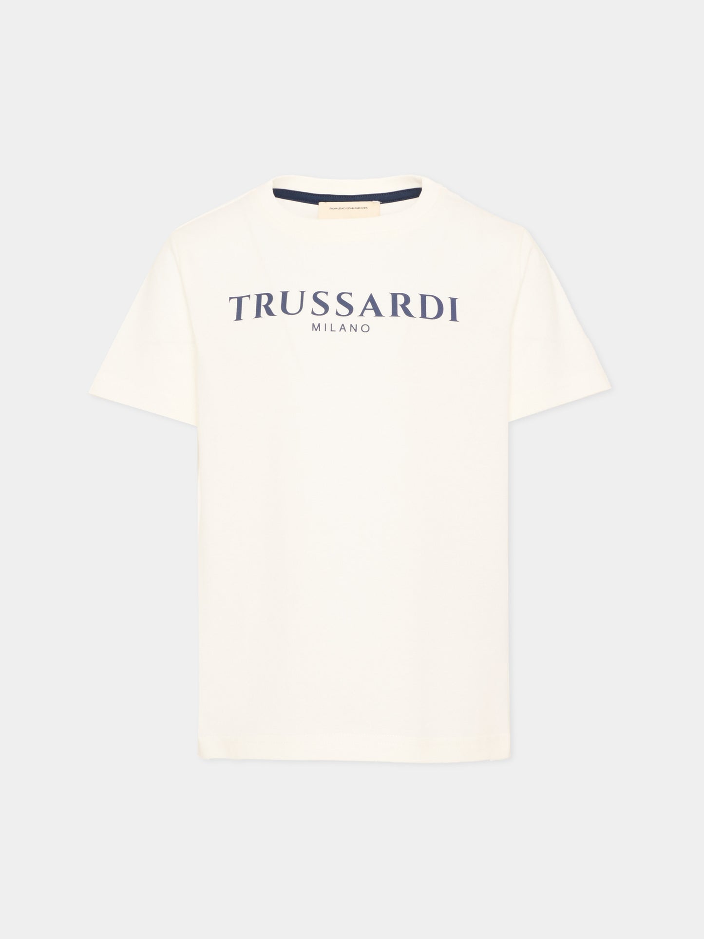 T-Shirt avorio per bambino con logo,Trussardi Junior,TBA26008TS OFF-WHITE OFF-WHITE