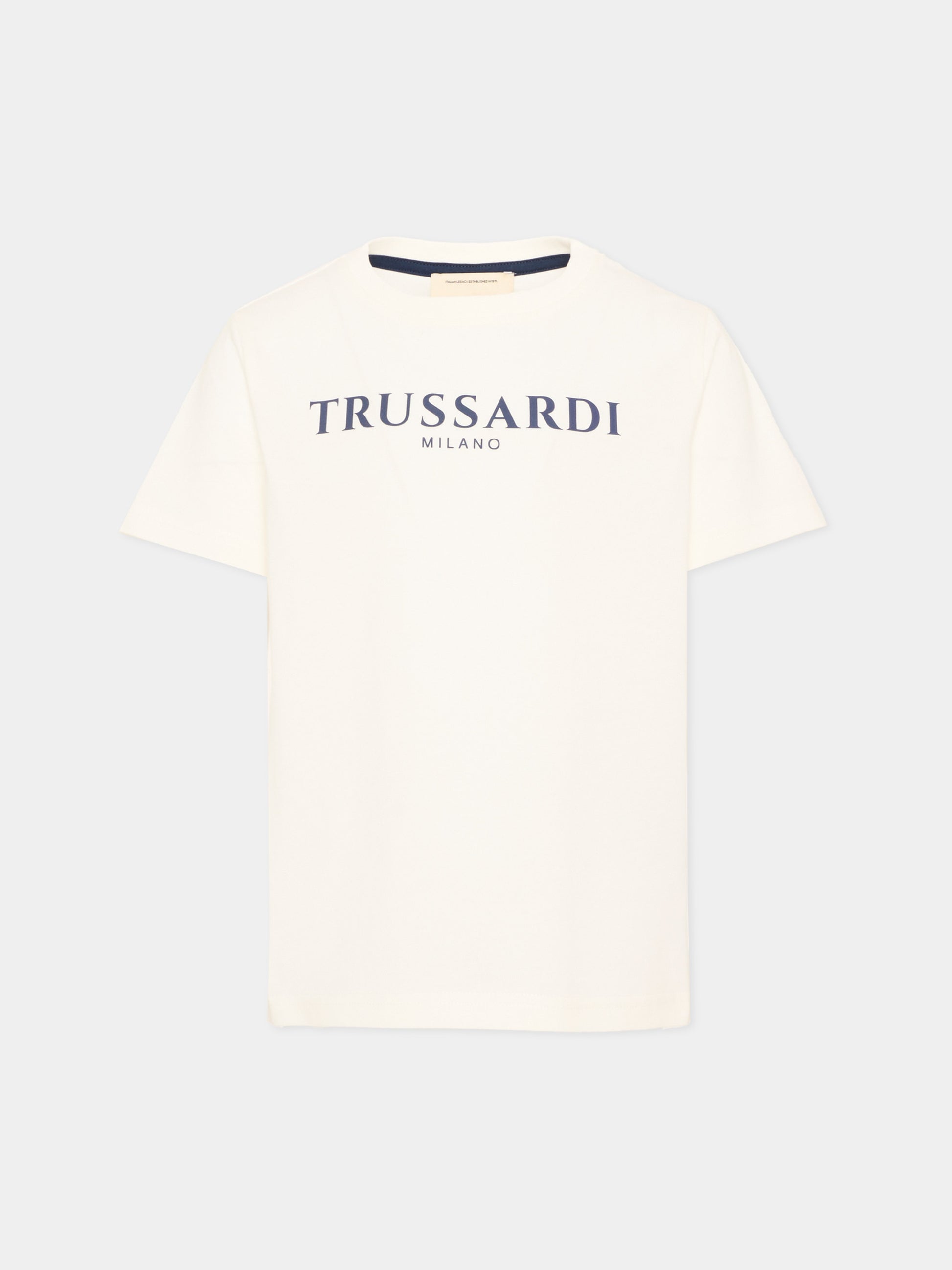 T-Shirt avorio per bambino con logo,Trussardi Junior,TBA26008TS OFF-WHITE OFF-WHITE