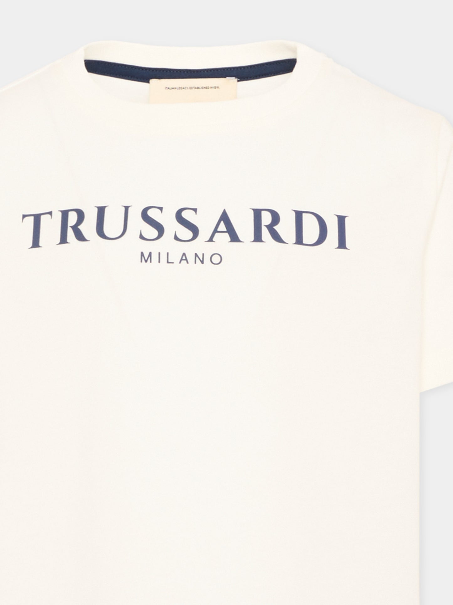 T-Shirt avorio per bambino con logo,Trussardi Junior,TBA26008TS OFF-WHITE OFF-WHITE