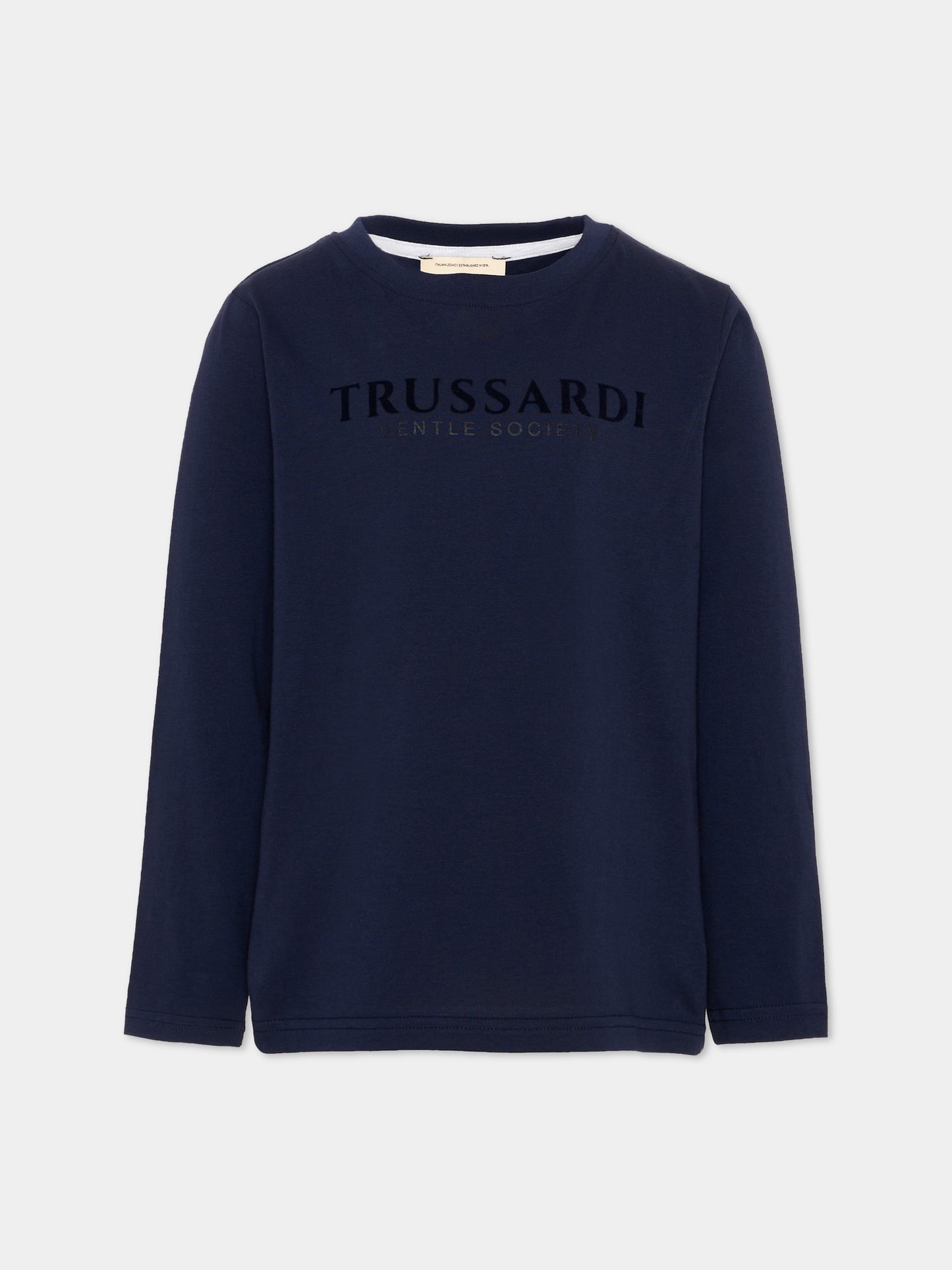 T-Shirt blu per bambino con logo,Trussardi Junior,TBA26007TS BLUE_NAVAL BLUE NAVAL