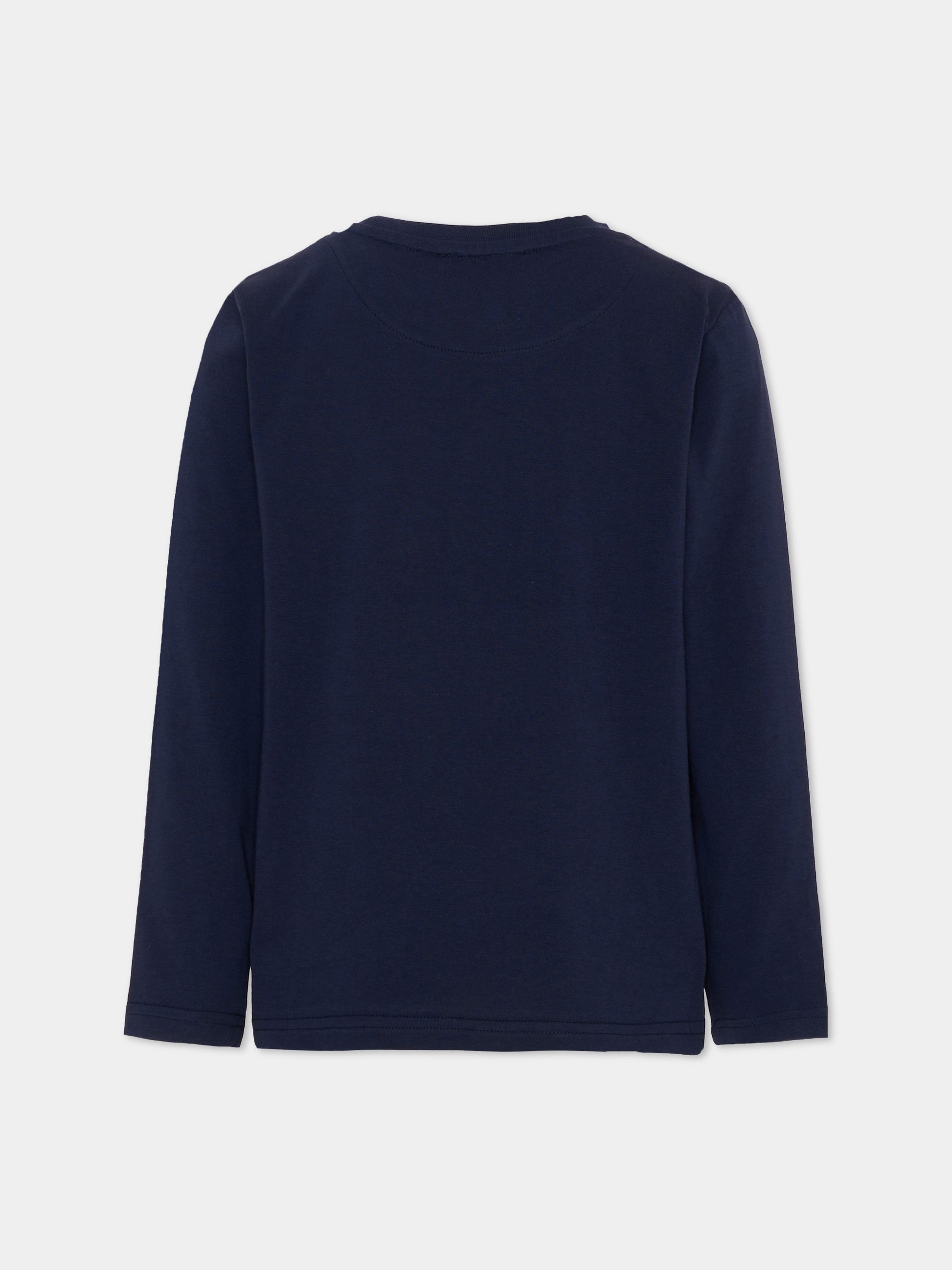 T-Shirt blu per bambino con logo,Trussardi Junior,TBA26007TS BLUE_NAVAL BLUE NAVAL