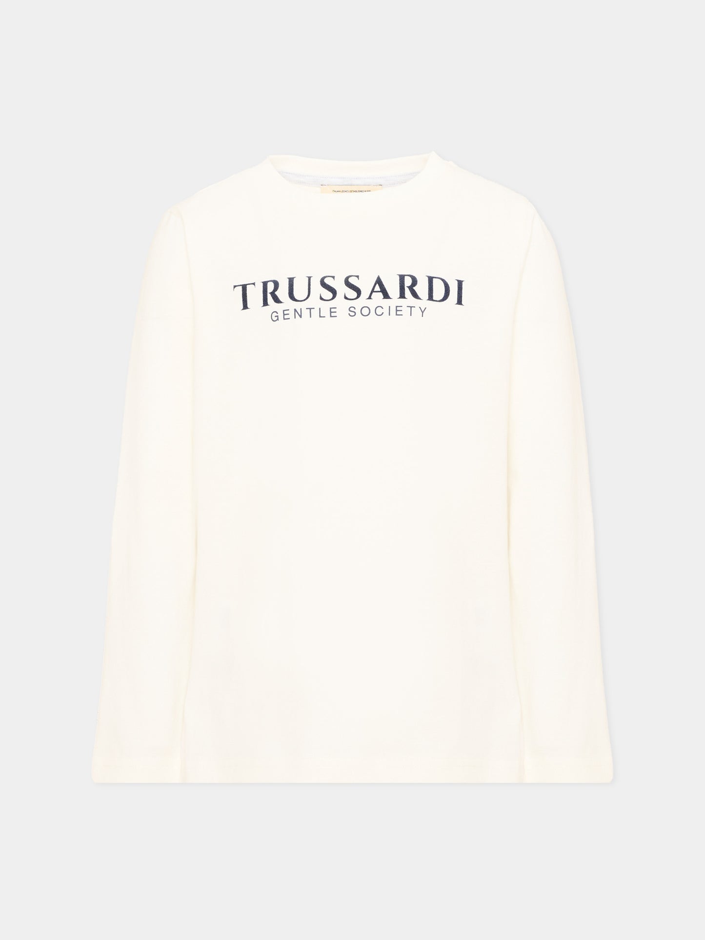 T-shirt avorio per bambino con logo,Trussardi Junior,TBA26007TS OFF-WHITE OFF-WHITE