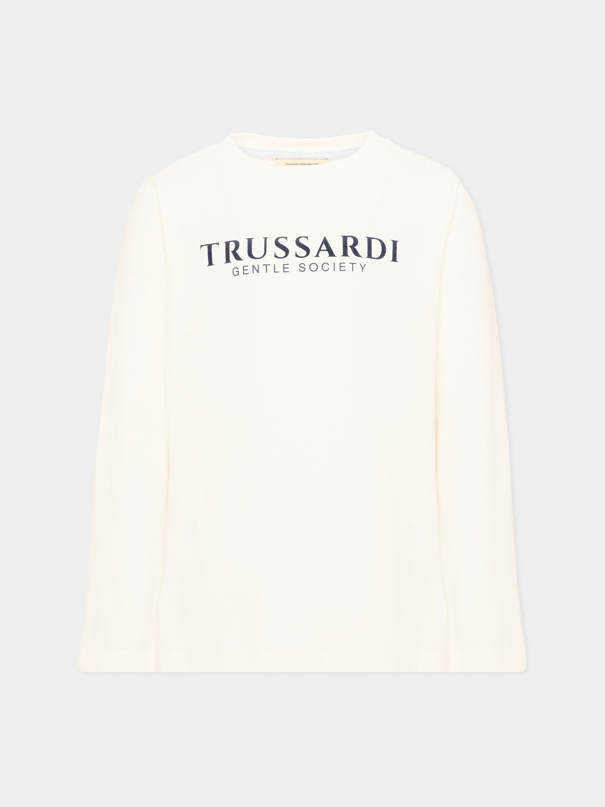 T-shirt avorio per bambino con logo,Trussardi Junior,TBA26007TS OFF-WHITE OFF-WHITE