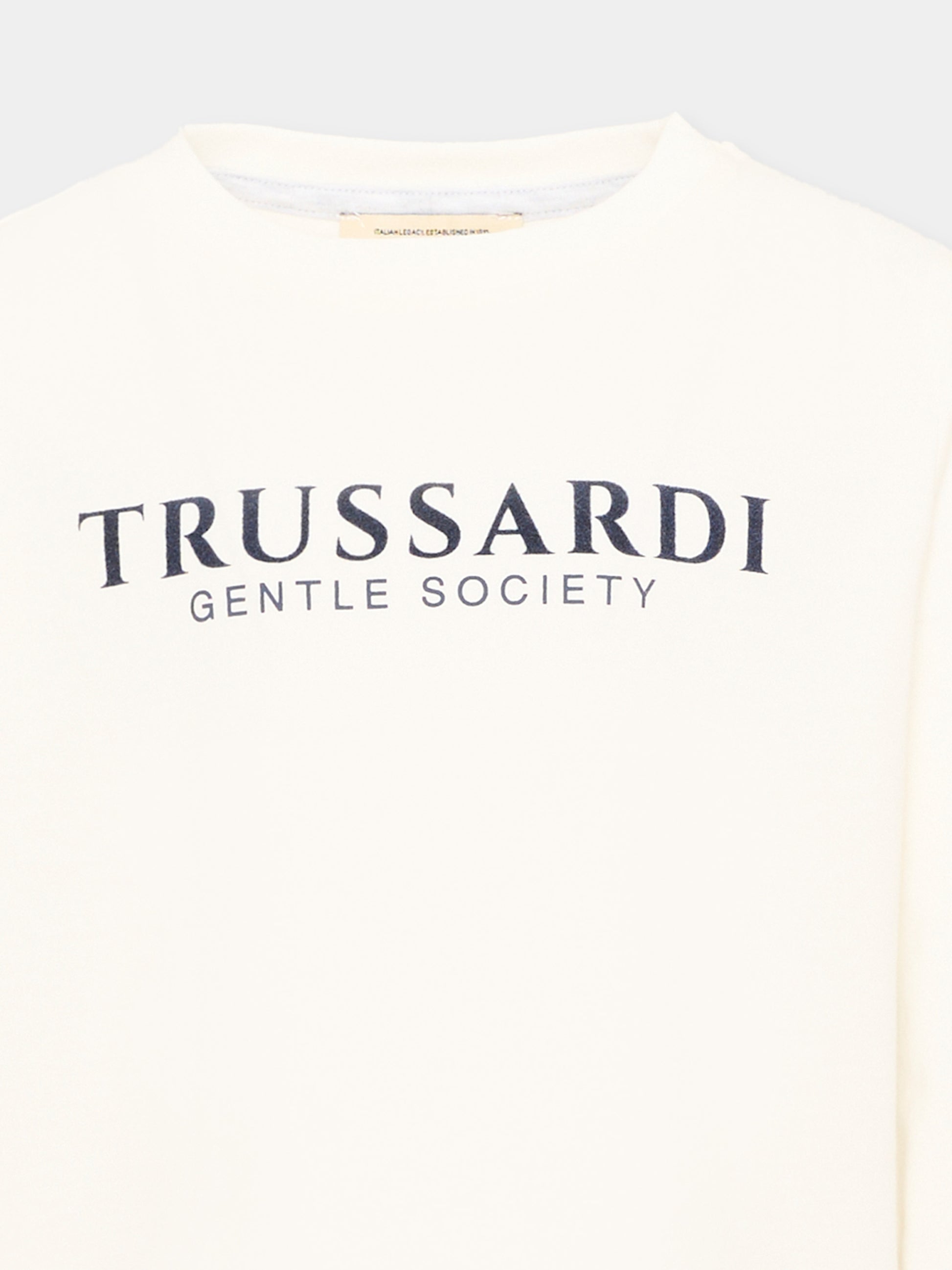 T-shirt avorio per bambino con logo,Trussardi Junior,TBA26007TS OFF-WHITE OFF-WHITE