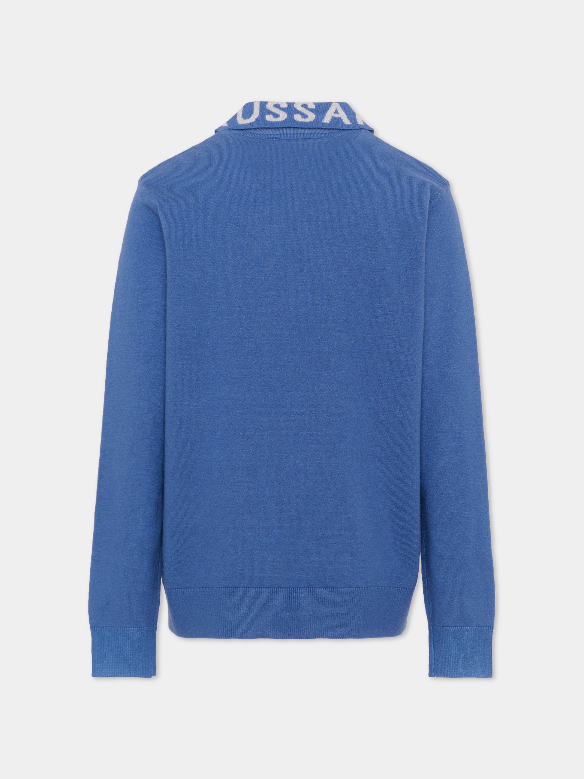 Maglione blu per bambino con logo,Trussardi Junior,TBA26046PO AVIO/GREY AVIO