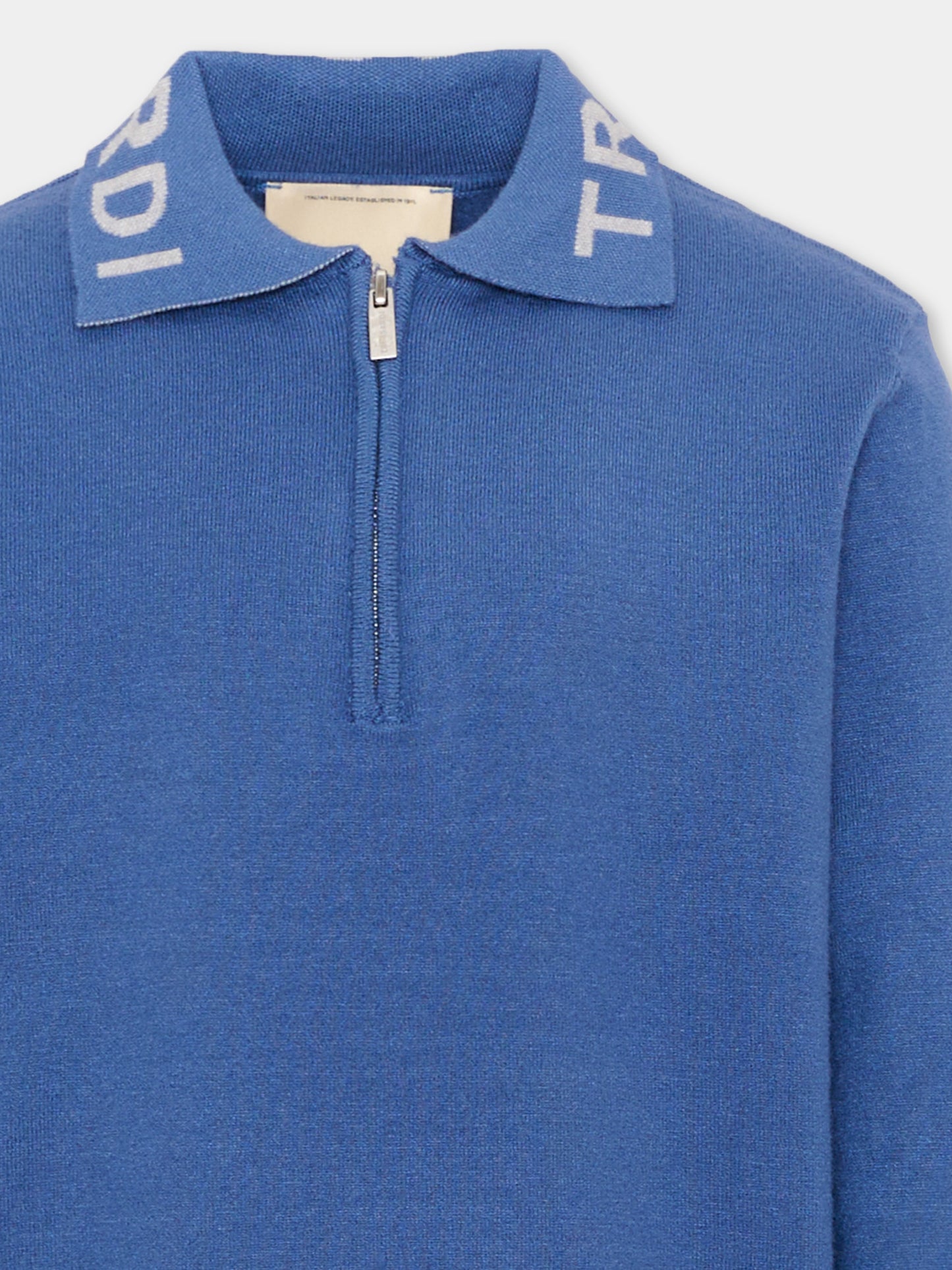 Maglione blu per bambino con logo,Trussardi Junior,TBA26046PO AVIO/GREY AVIO