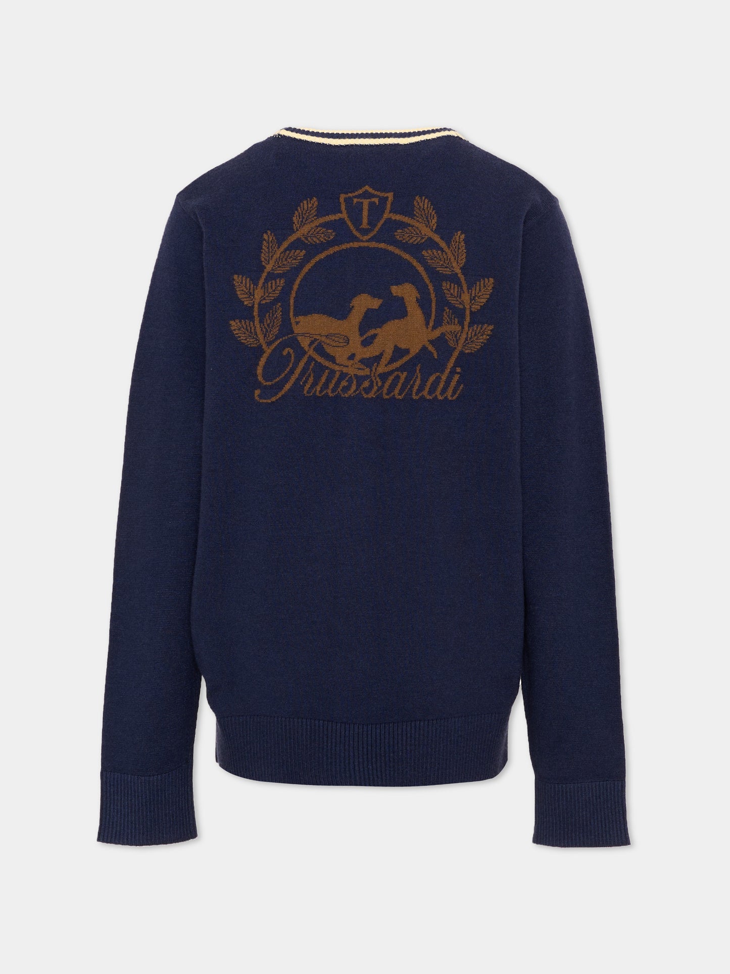 Cardigan blu per bambino con logo,Trussardi Junior,TBA26057CD BLUE_N/B.C BLUE NAVAL