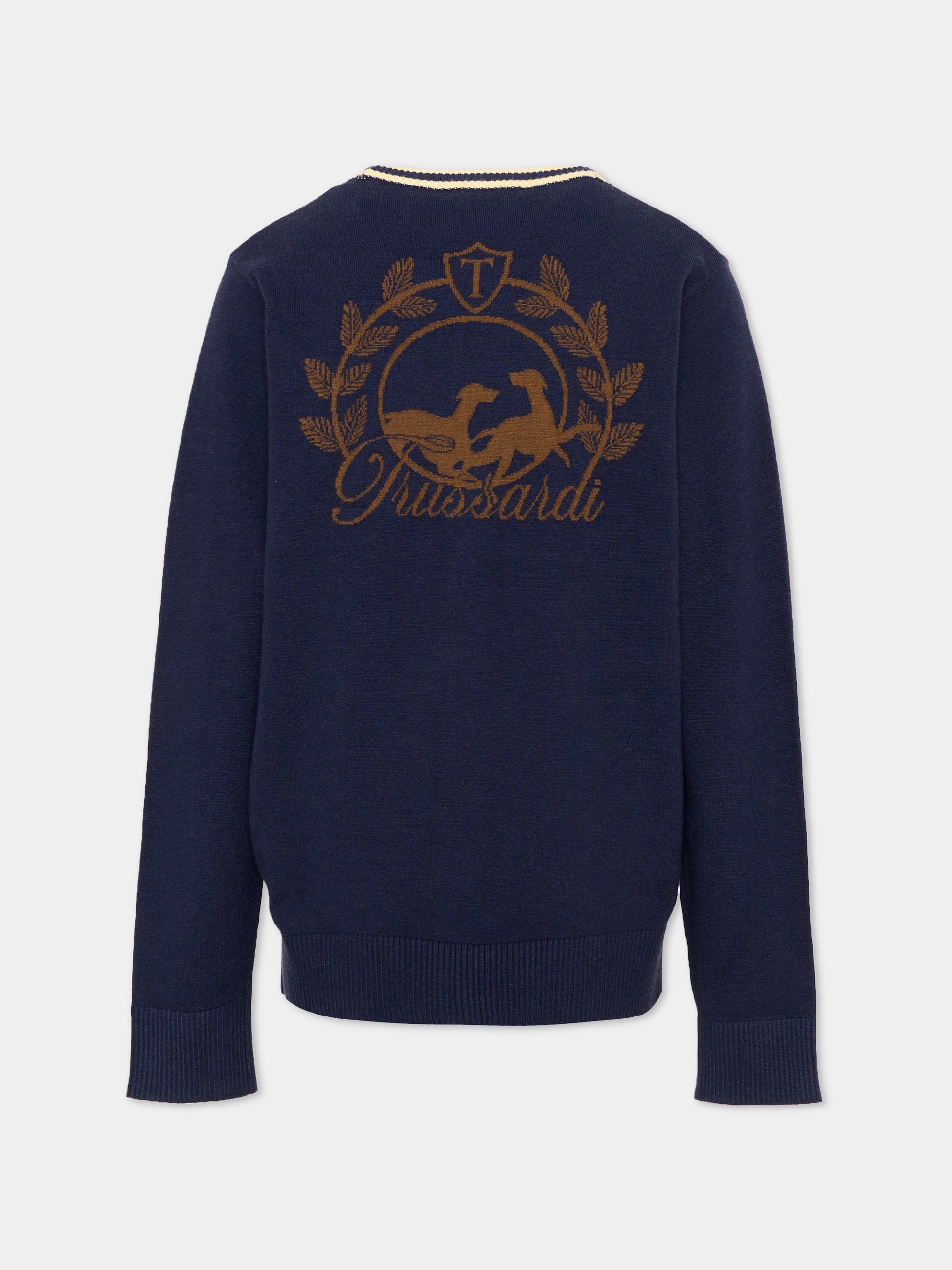 Cardigan blu per bambino con logo,Trussardi Junior,TBA26057CD BLUE_N/B.C BLUE NAVAL