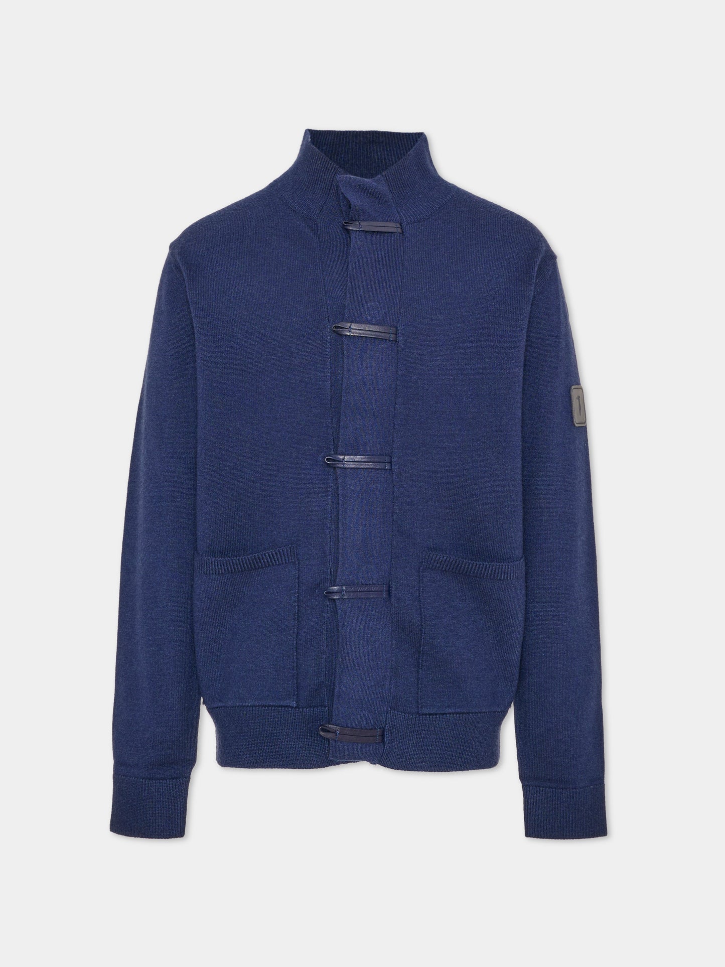 Cardigan blu per bambino con alamari,Trussardi Junior,TBA26013MA BLUE_NAVAL BLUE NAVAL