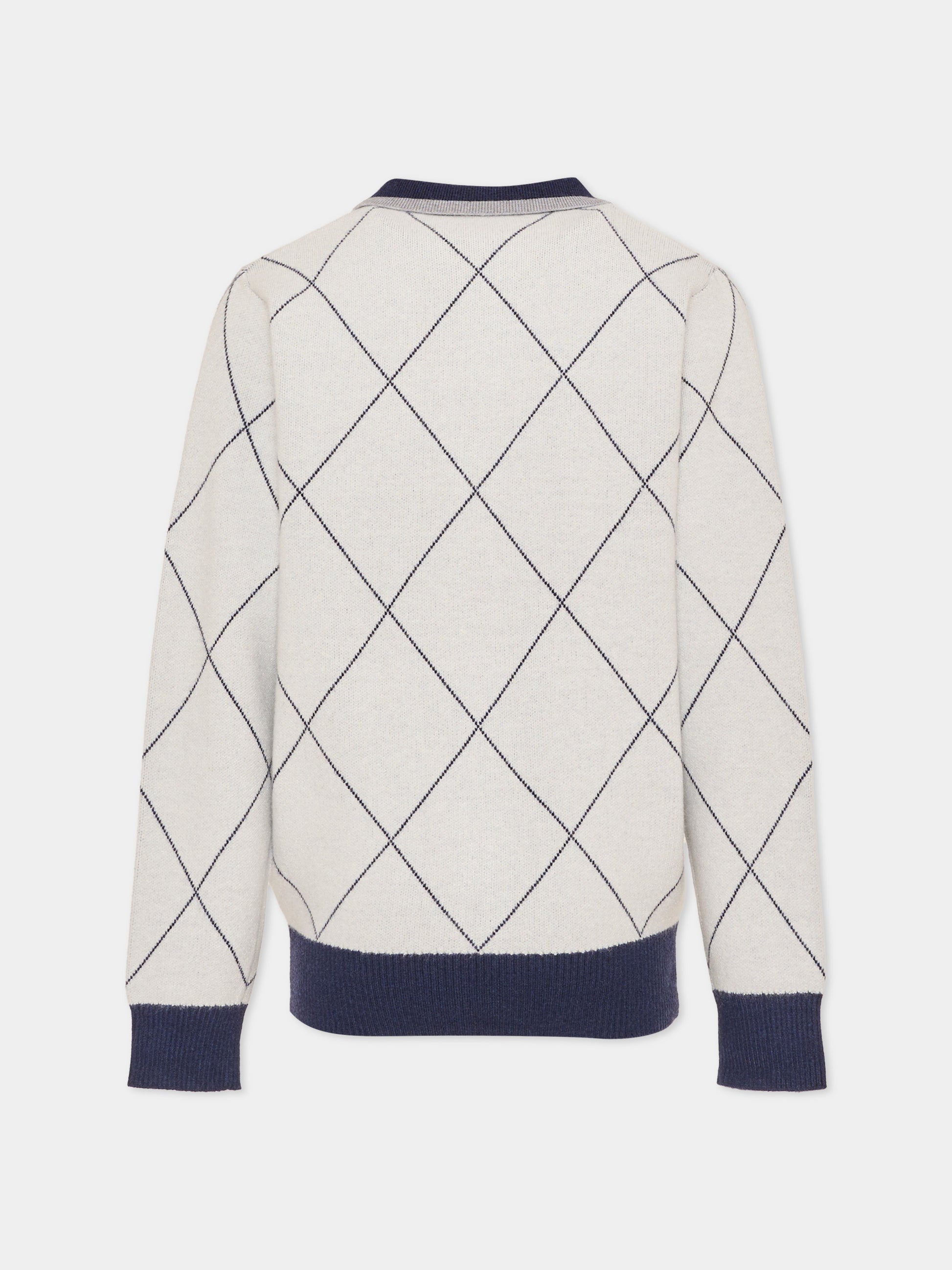 Cardigan avorio per bambino a rombi,Trussardi Junior,TBA26028CD O-WHT/BL.N OFF-WHITE