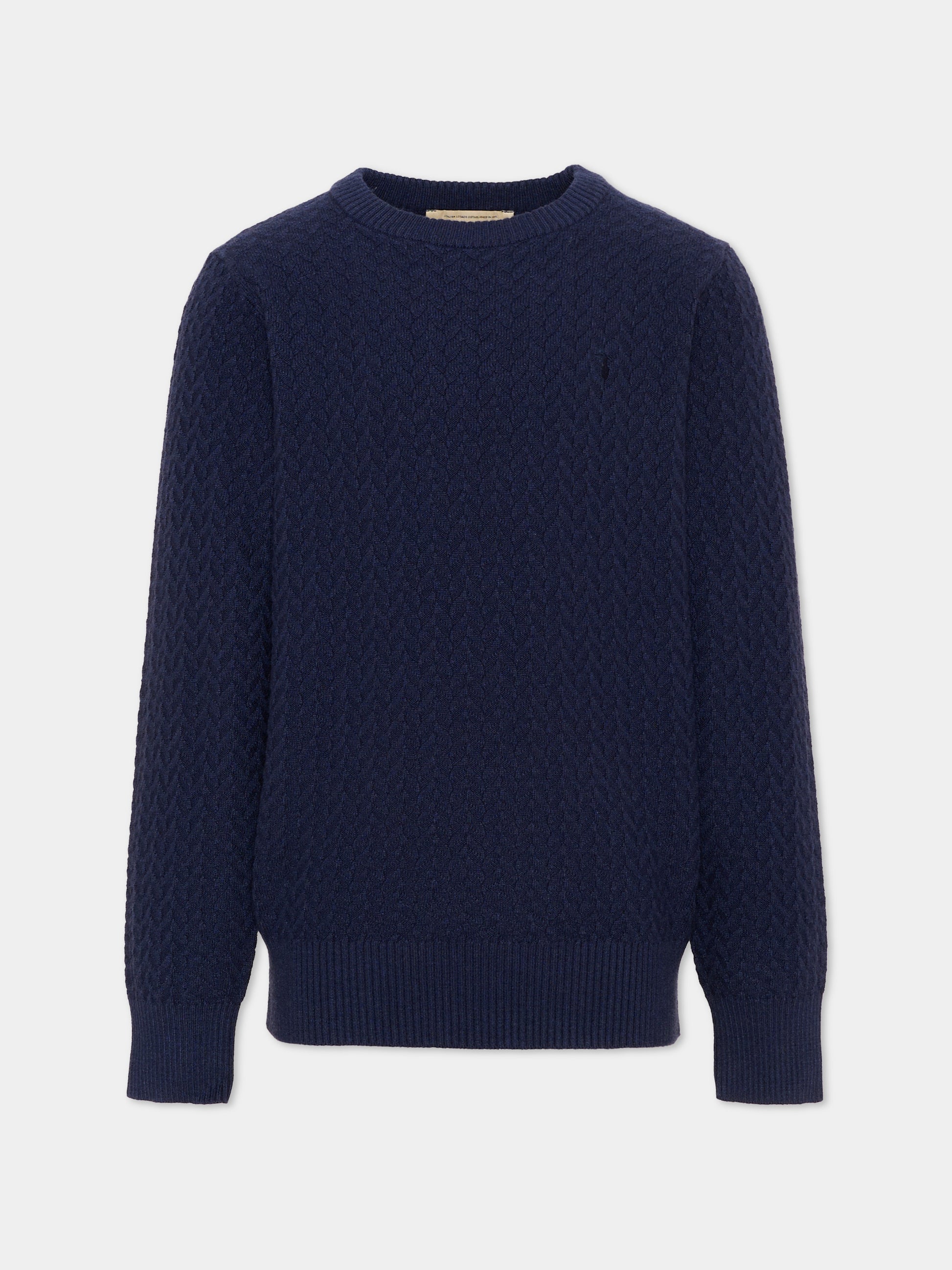 Maglione blu per bambino con logo,Trussardi Junior,TBA26003MA BLUE_NAVAL BLUE NAVAL