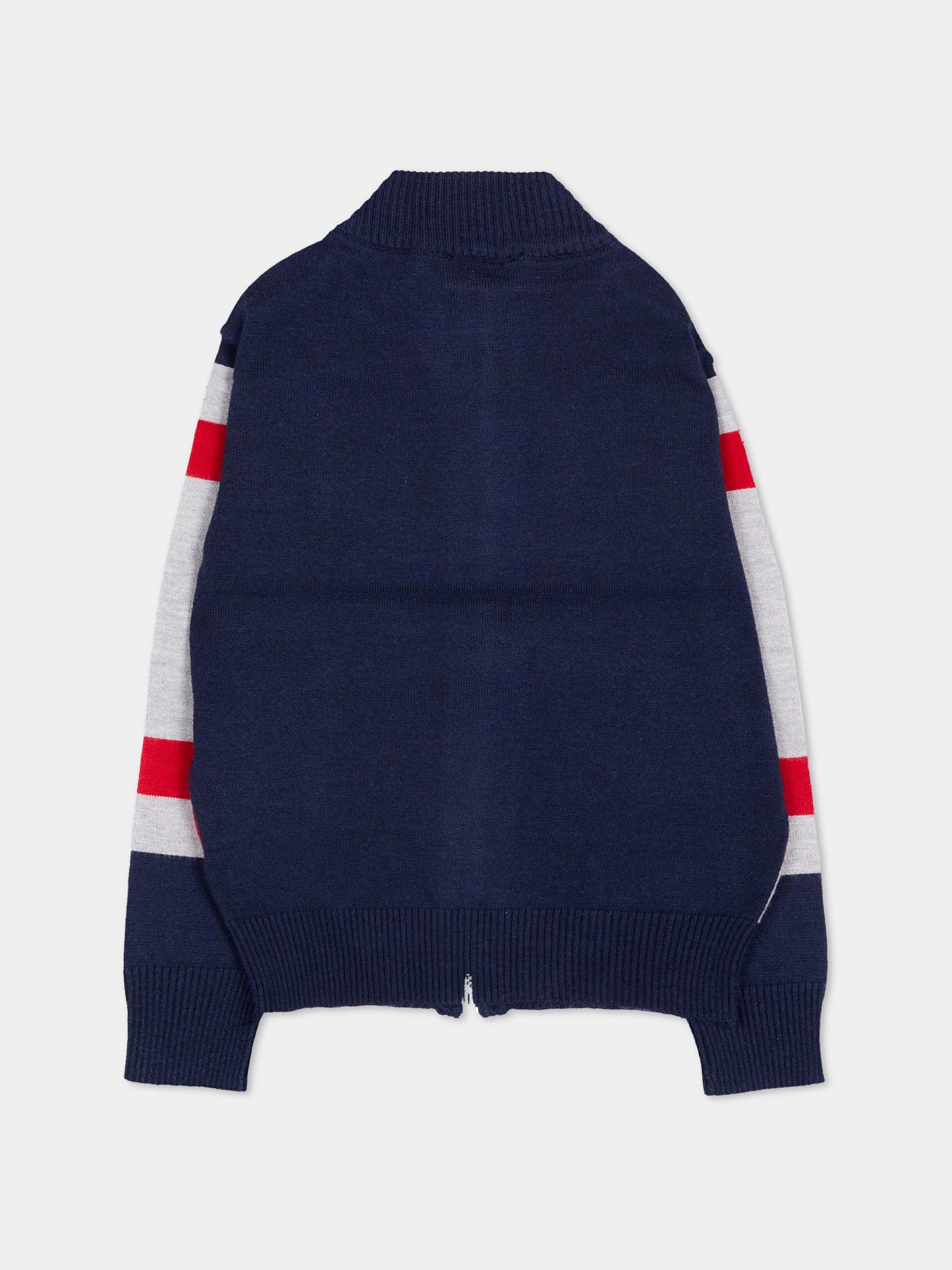 Cardigan blu per neonato a righe con logo,Trussardi Junior,TIA26049MA RED_C/BN/G RED CHERRY