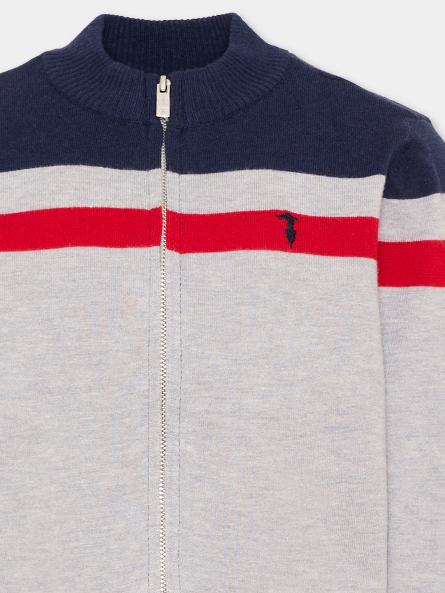 Cardigan blu per bambino a righe con logo,Trussardi Junior,TIA26049MA RED_C/BN/G RED CHERRY