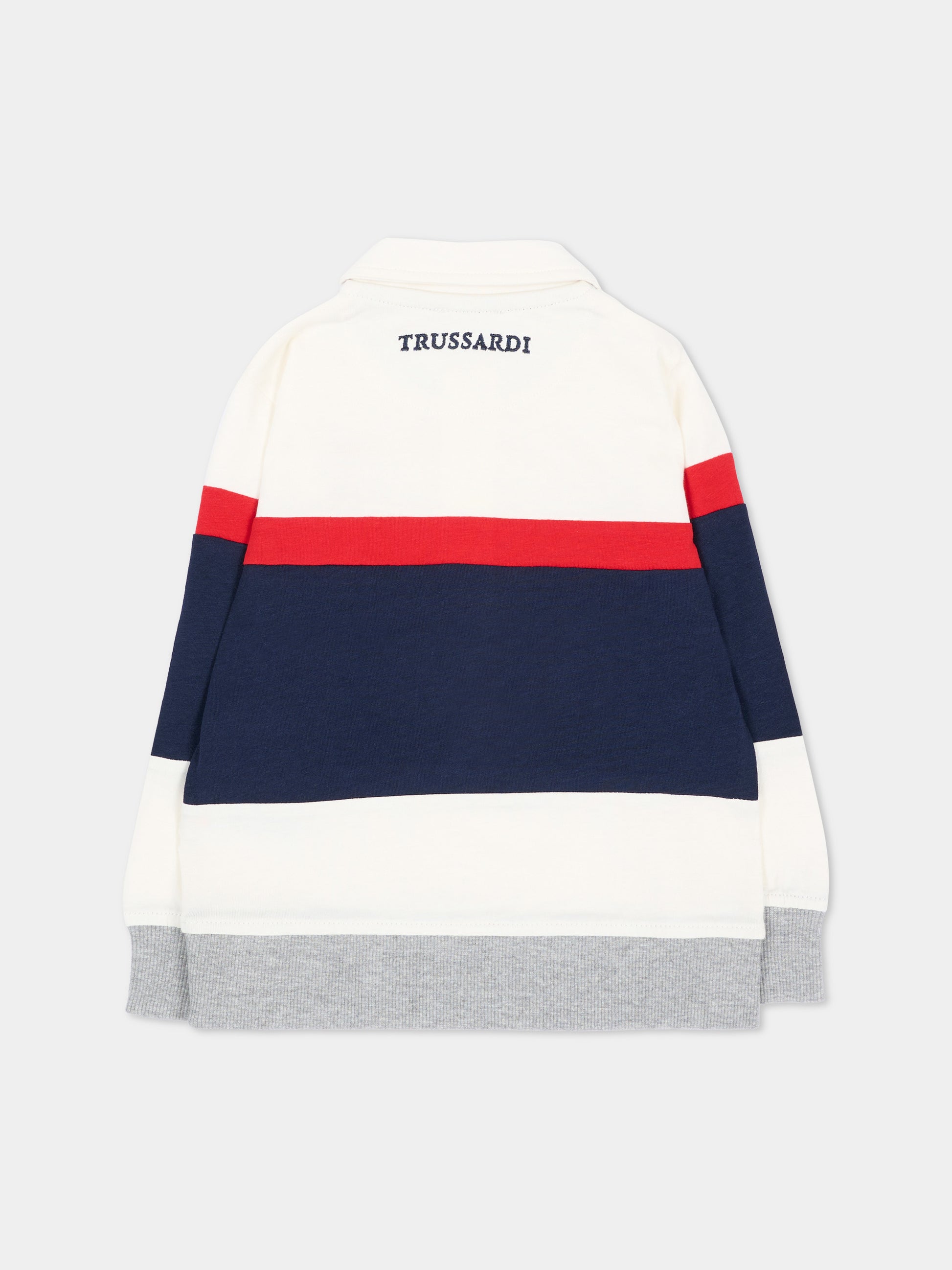 Polo a manica lunga avorio per neonato con levriero,Trussardi Junior,TIA26035PO O-WHT/RC/B OFF-WHITE
