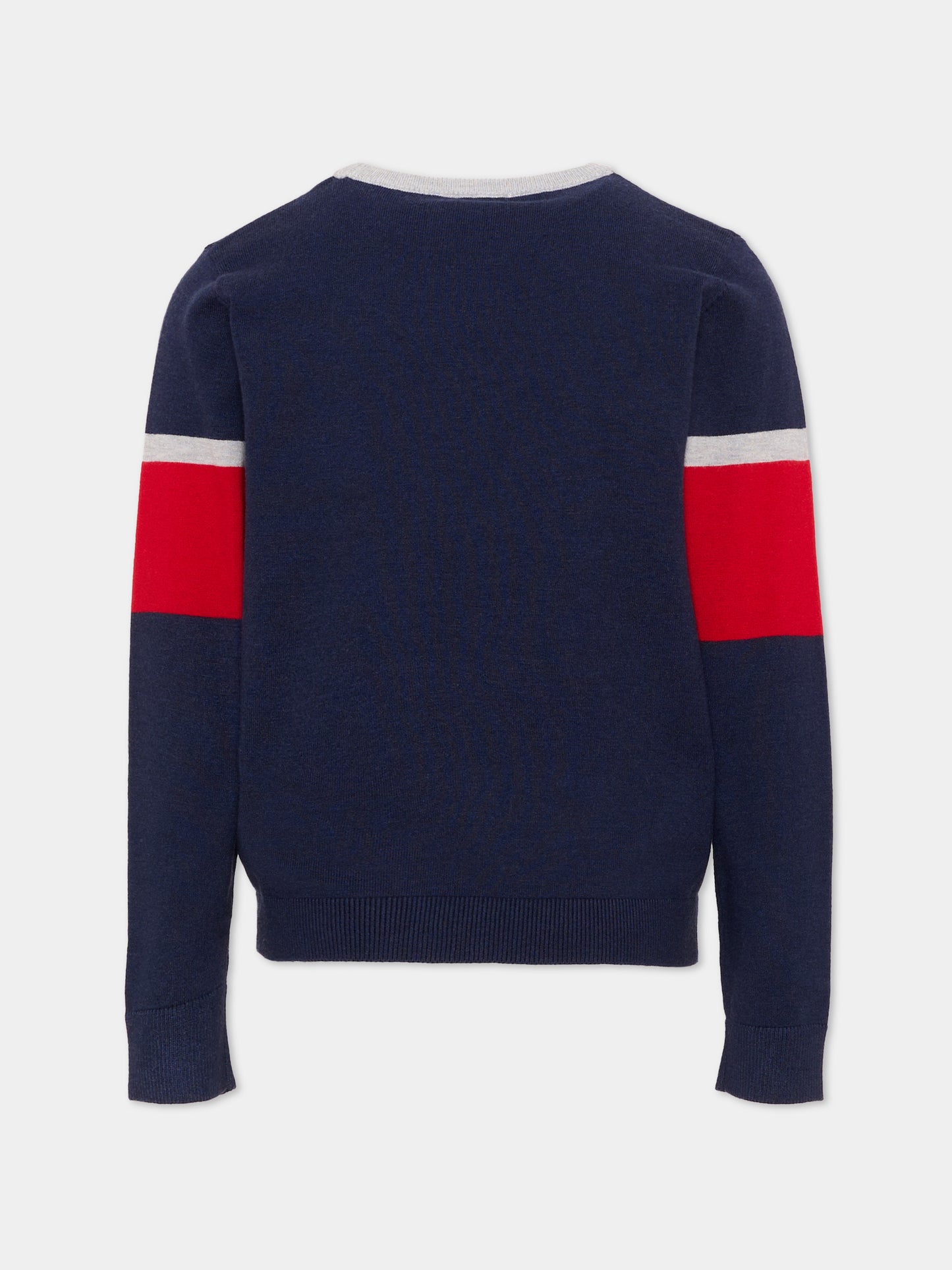 Maglione blu per bambino a righe con logo,Trussardi Junior,TIA26036MA BLUE_N/R.C BLUE NAVAL