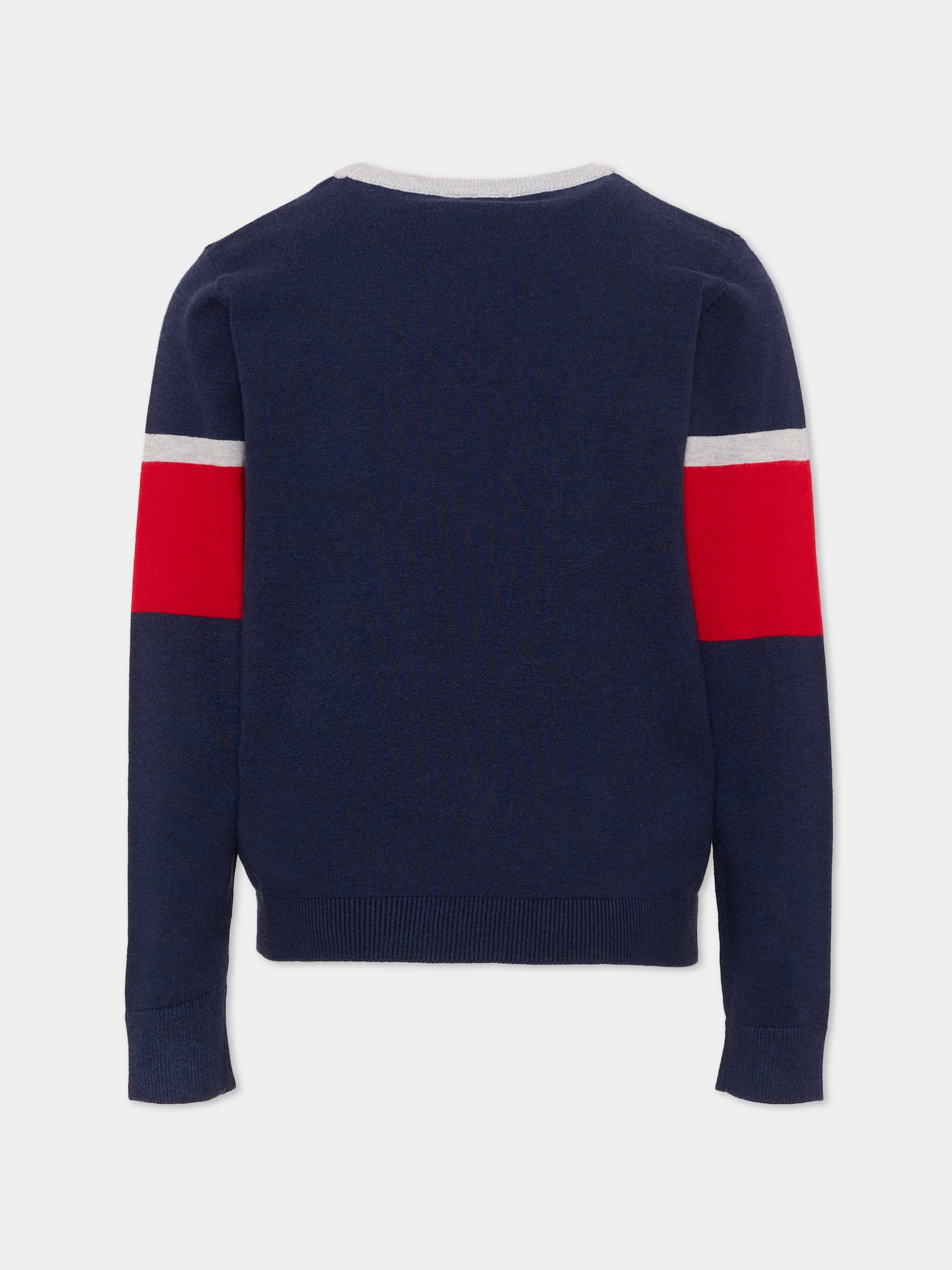 Maglione blu per bambino a righe con logo,Trussardi Junior,TIA26036MA BLUE_N/R.C BLUE NAVAL