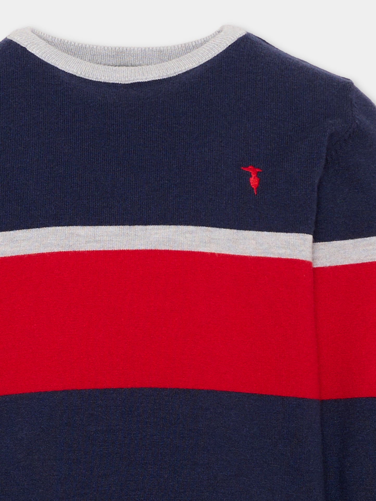 Maglione blu per bambino a righe con logo,Trussardi Junior,TIA26036MA BLUE_N/R.C BLUE NAVAL