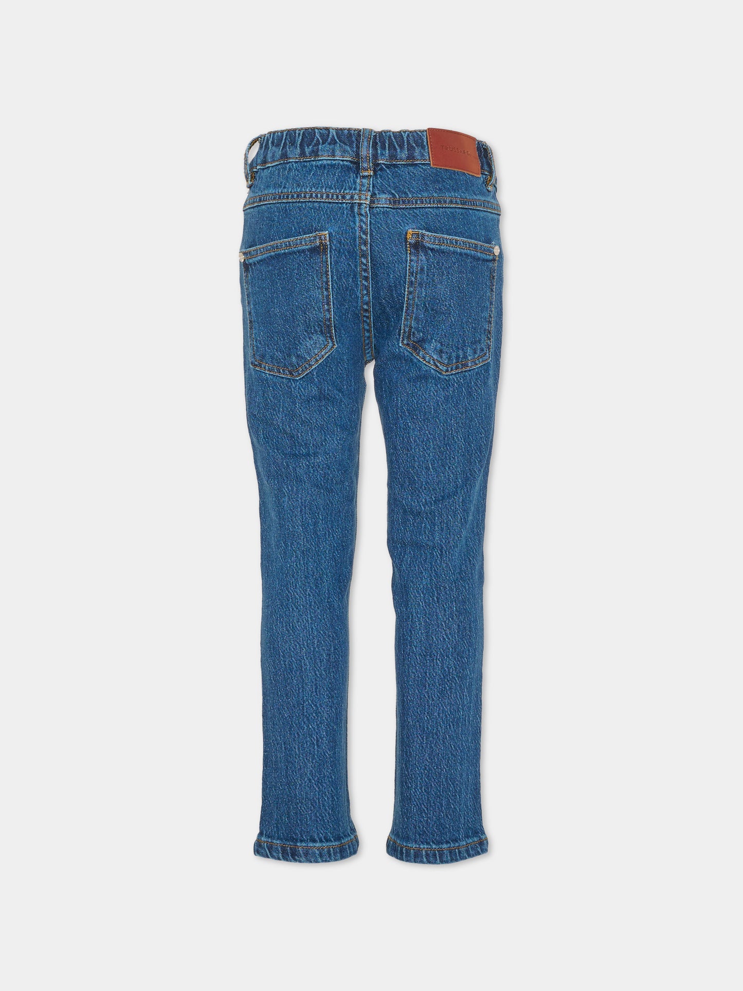 Jeans denim per bambino con logo,Trussardi Junior,TIA26057JE D.BLUE_MED DENIM BLUE MEDIUM