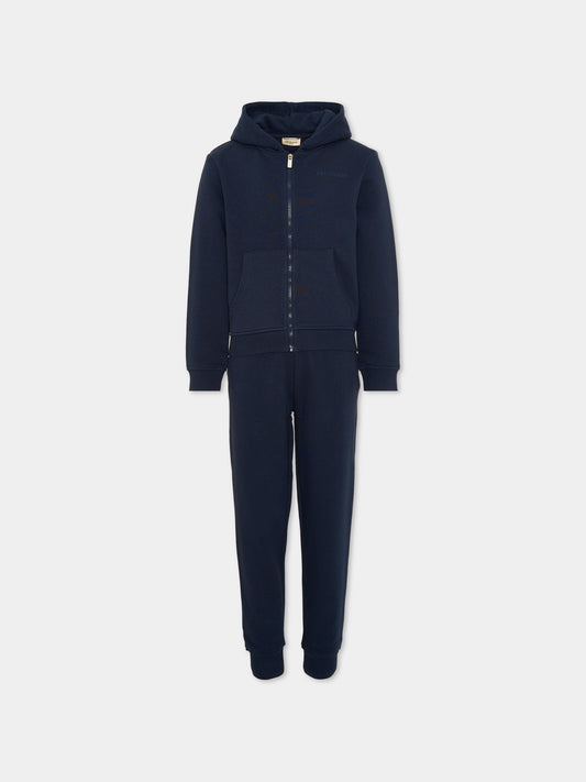 Completo sportivo lungo blu con zip per bambino,Trussardi Junior,TIA26015CF BLUE_N/B.N BLUE NAVAL