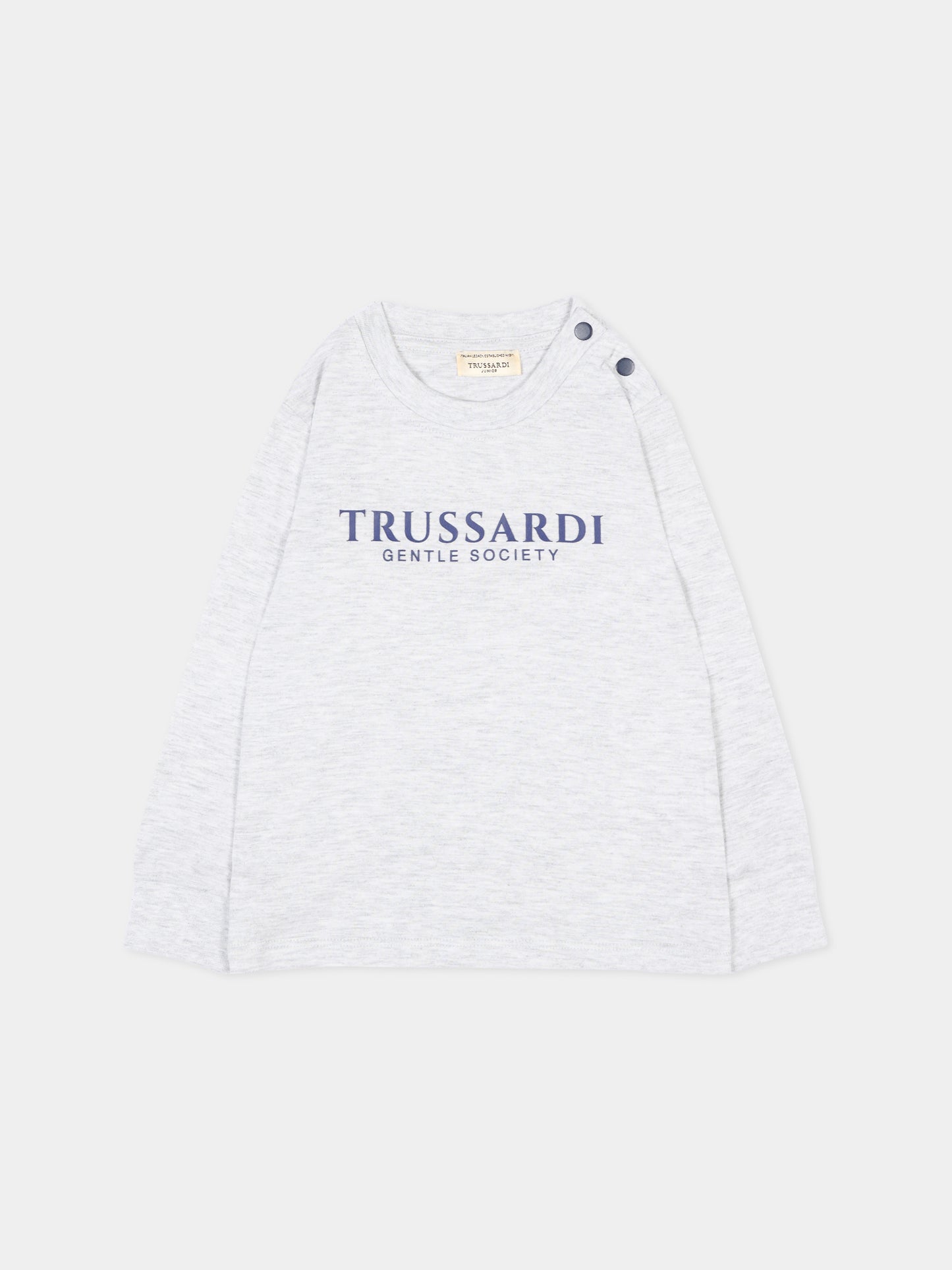 T-Shirt grigia per neonato con logo,Trussardi Junior,TIA26041TS GREY_LM/BN GREY LIGHT MELANGE