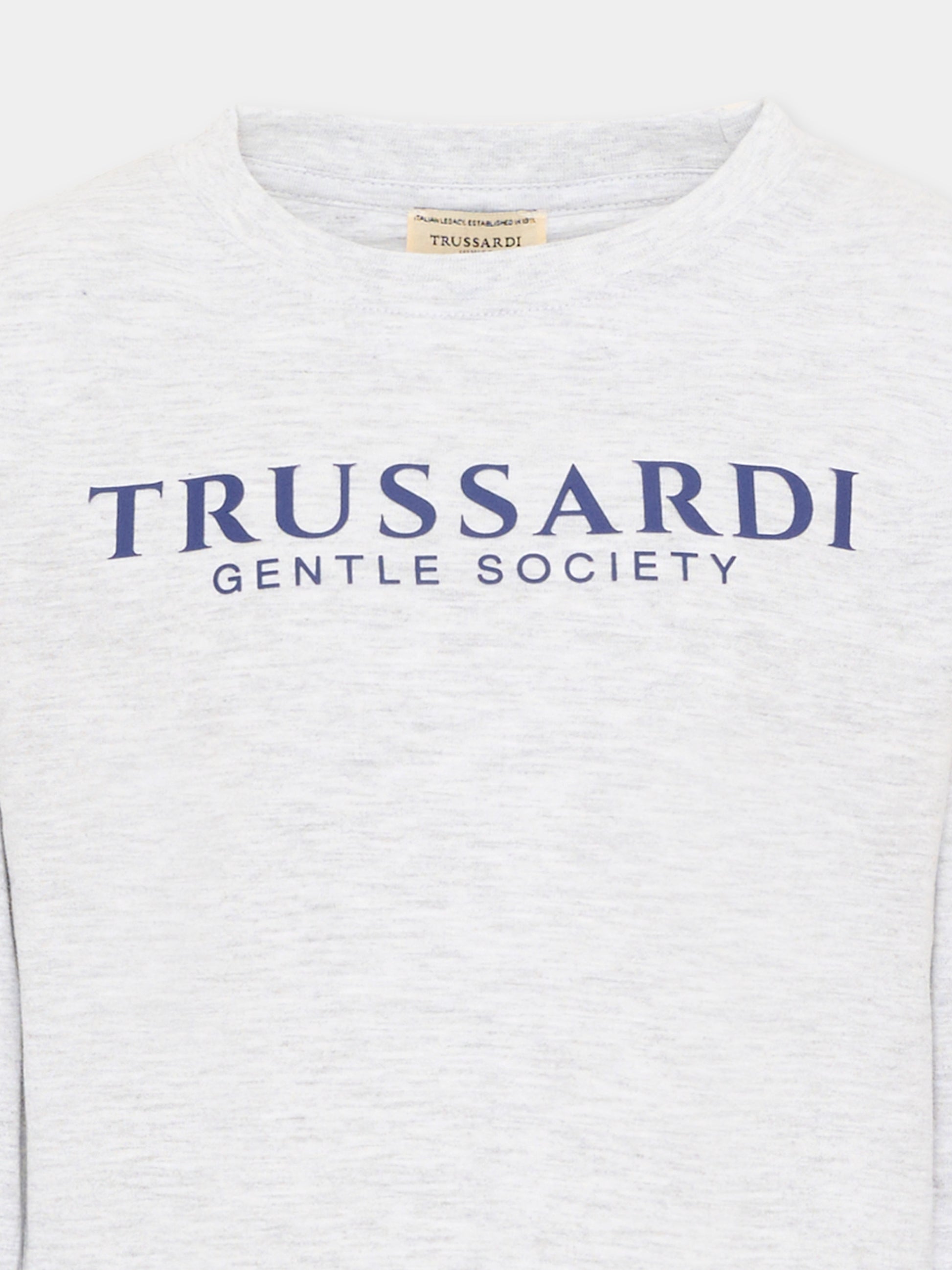 T-Shirt grigia per bambino con logo,Trussardi Junior,TIA26041TS GREY_LM/BN GREY LIGHT MELANGE