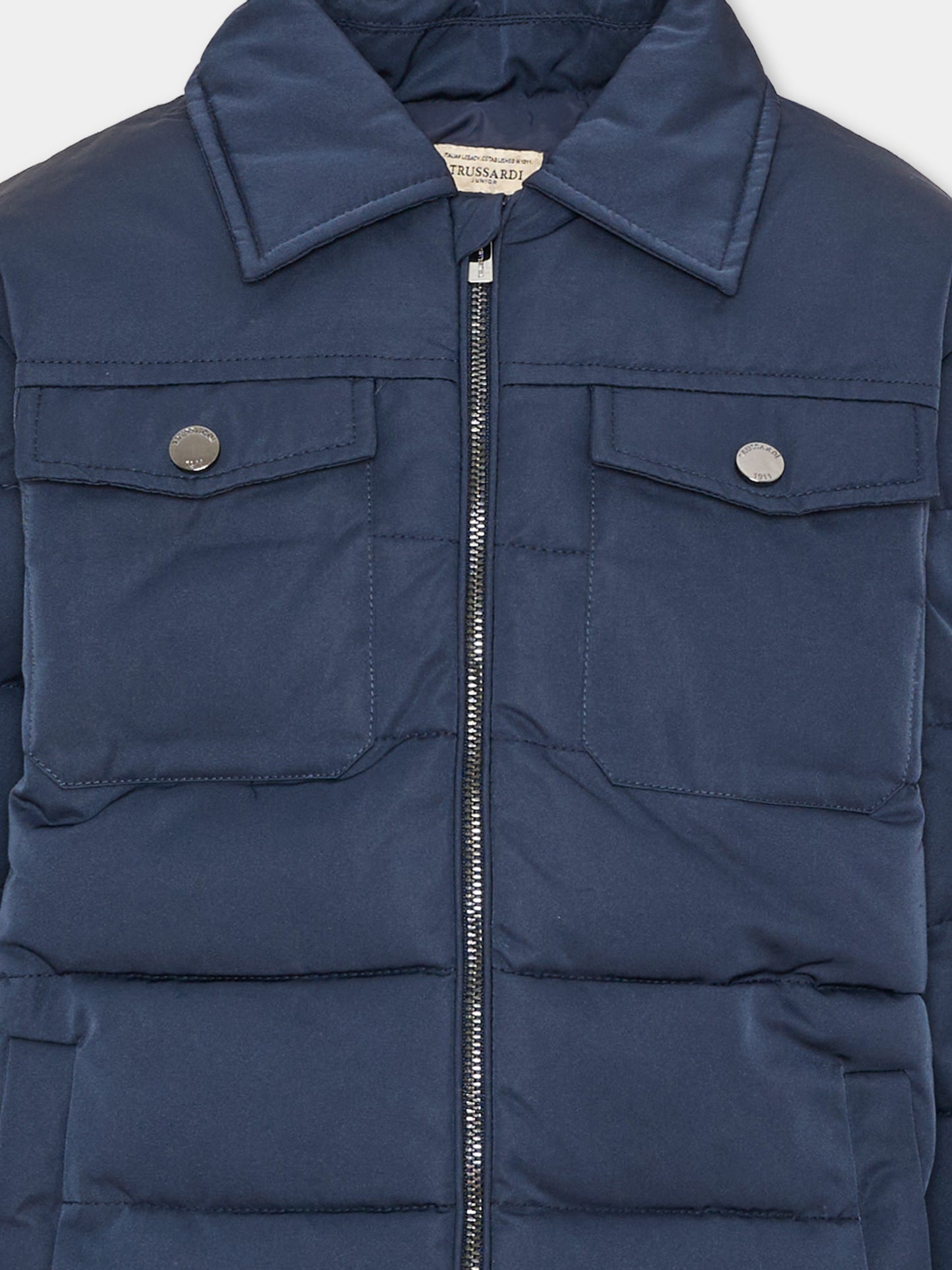 Piumino blu per bambino trapuntato,Trussardi Junior,TIA26043PI BLUE_NAVAL BLUE NAVAL