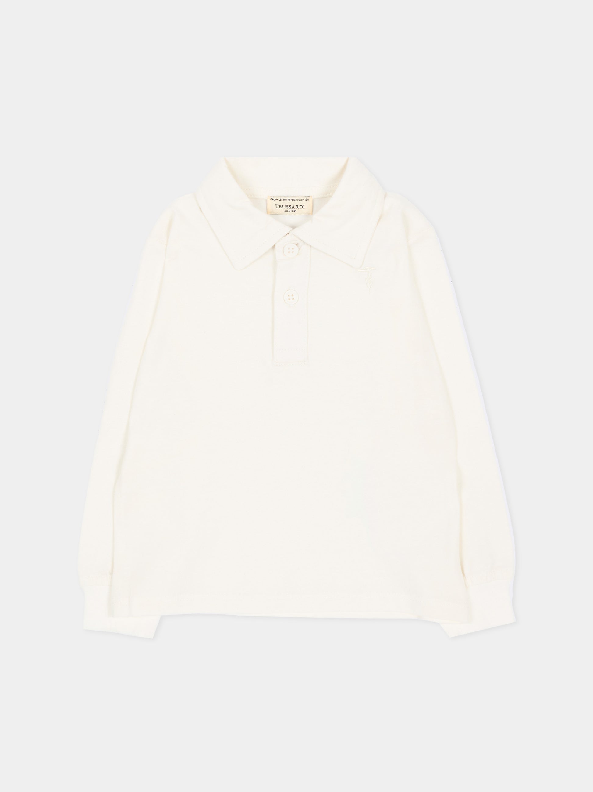 Polo a manica lunga avorio per neonato con ricamo,Trussardi Junior,TIA26018PO OFF-WHITE OFF-WHITE