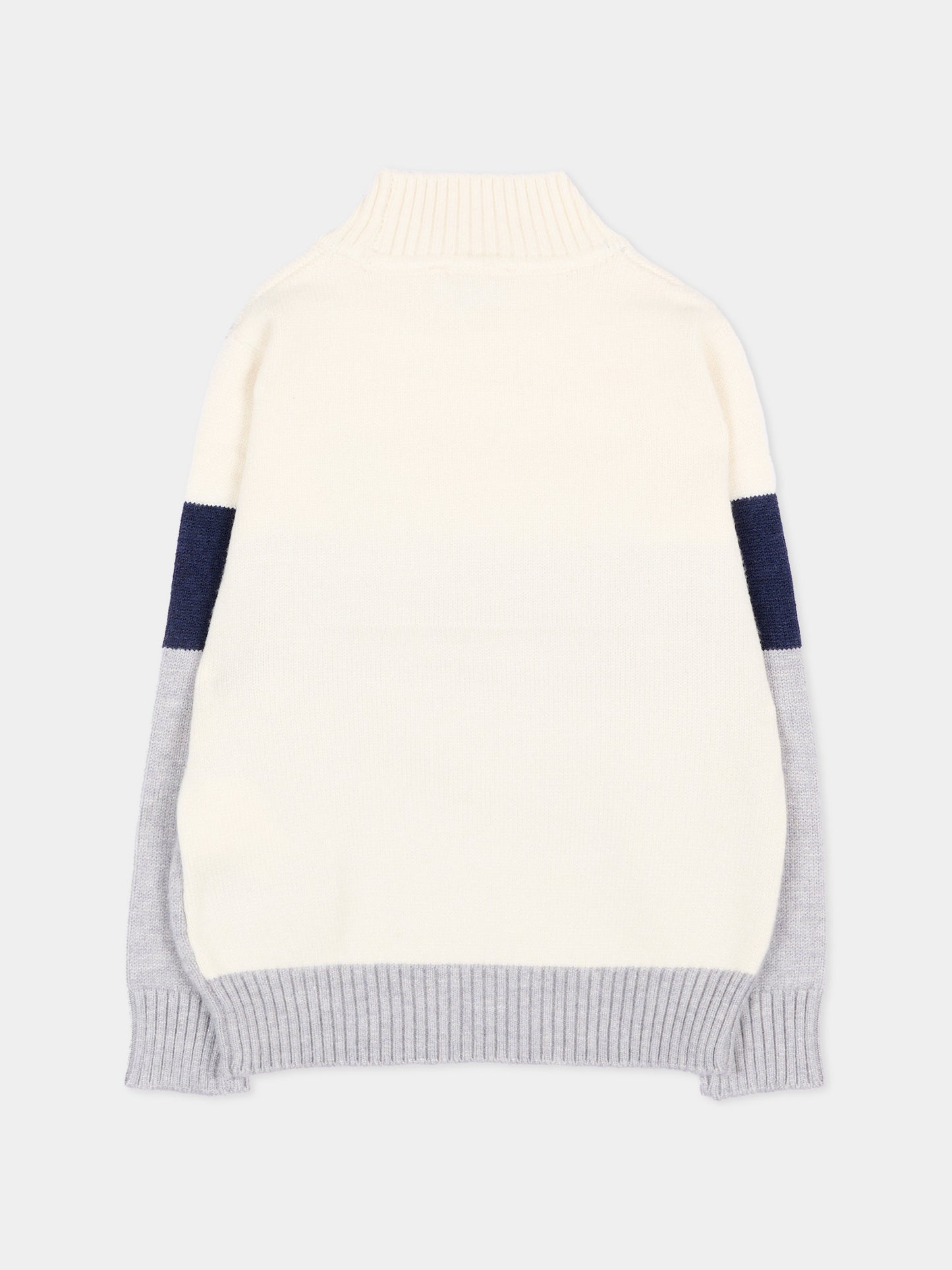 Dolcevita avorio per neonato con logo,Trussardi Junior,TIA26069MA O-WHT/BN/G OFF-WHITE