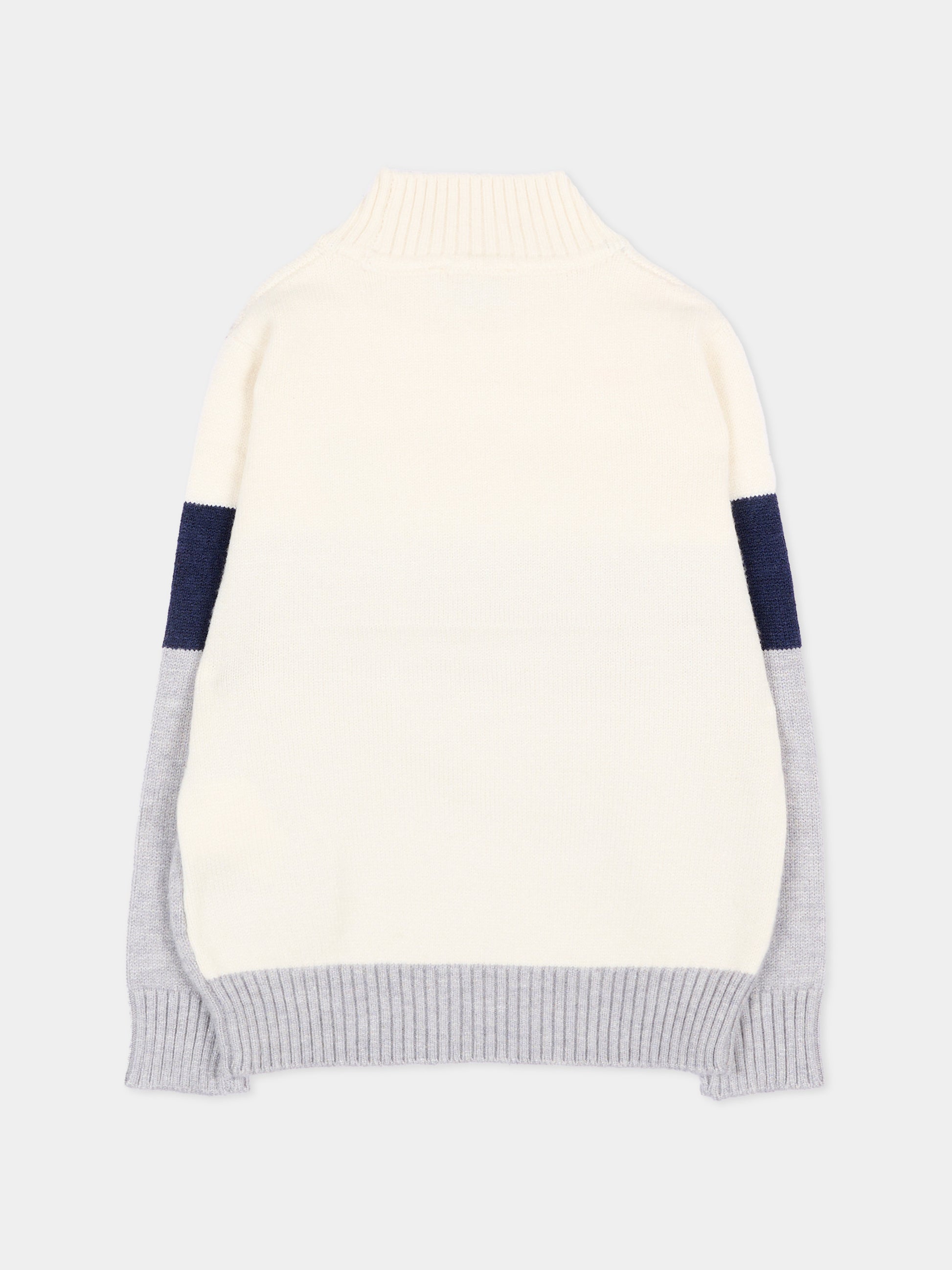 Dolcevita avorio per neonato con logo,Trussardi Junior,TIA26069MA O-WHT/BN/G OFF-WHITE