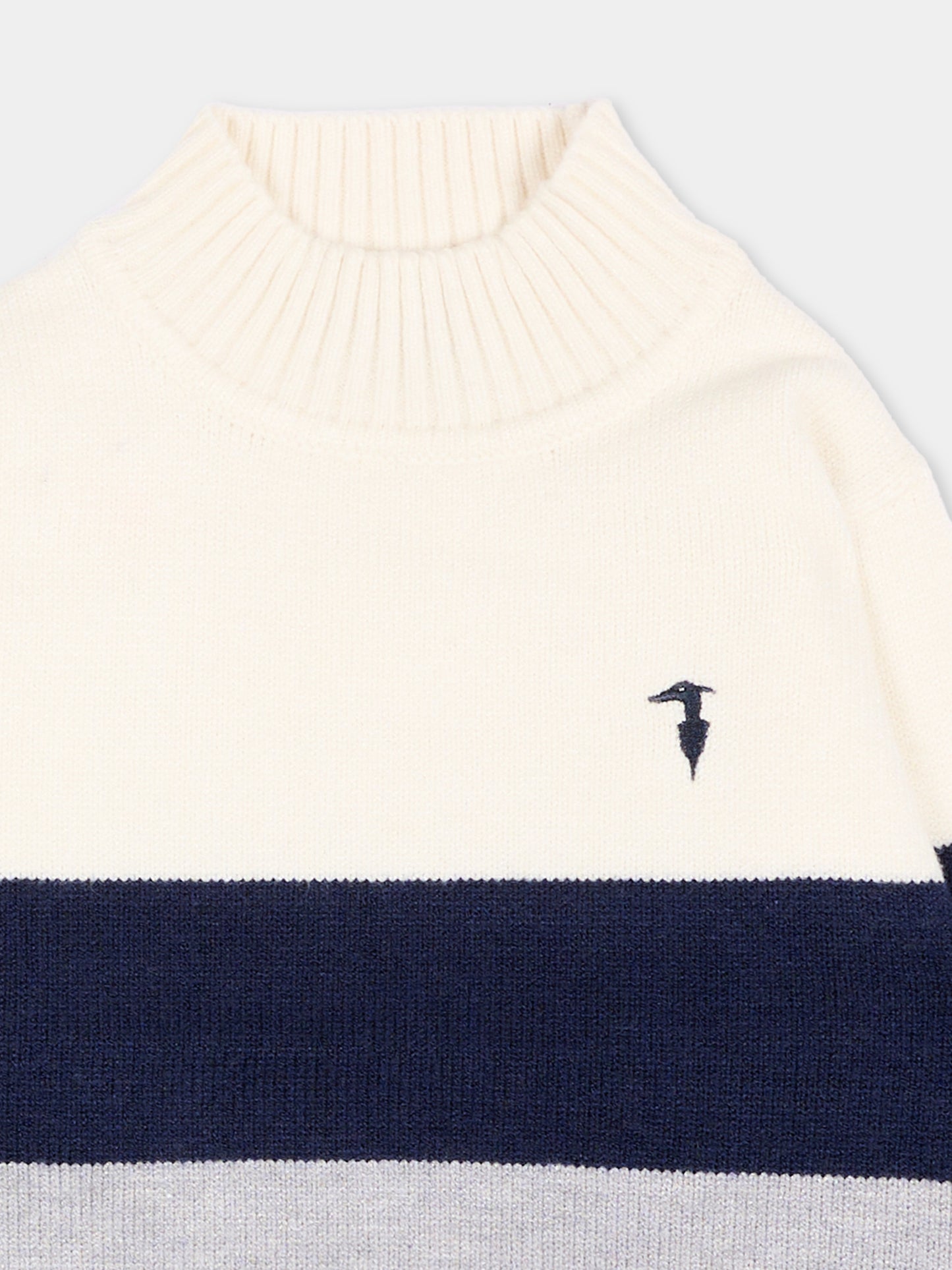 Dolcevita avorio per neonato con logo,Trussardi Junior,TIA26069MA O-WHT/BN/G OFF-WHITE