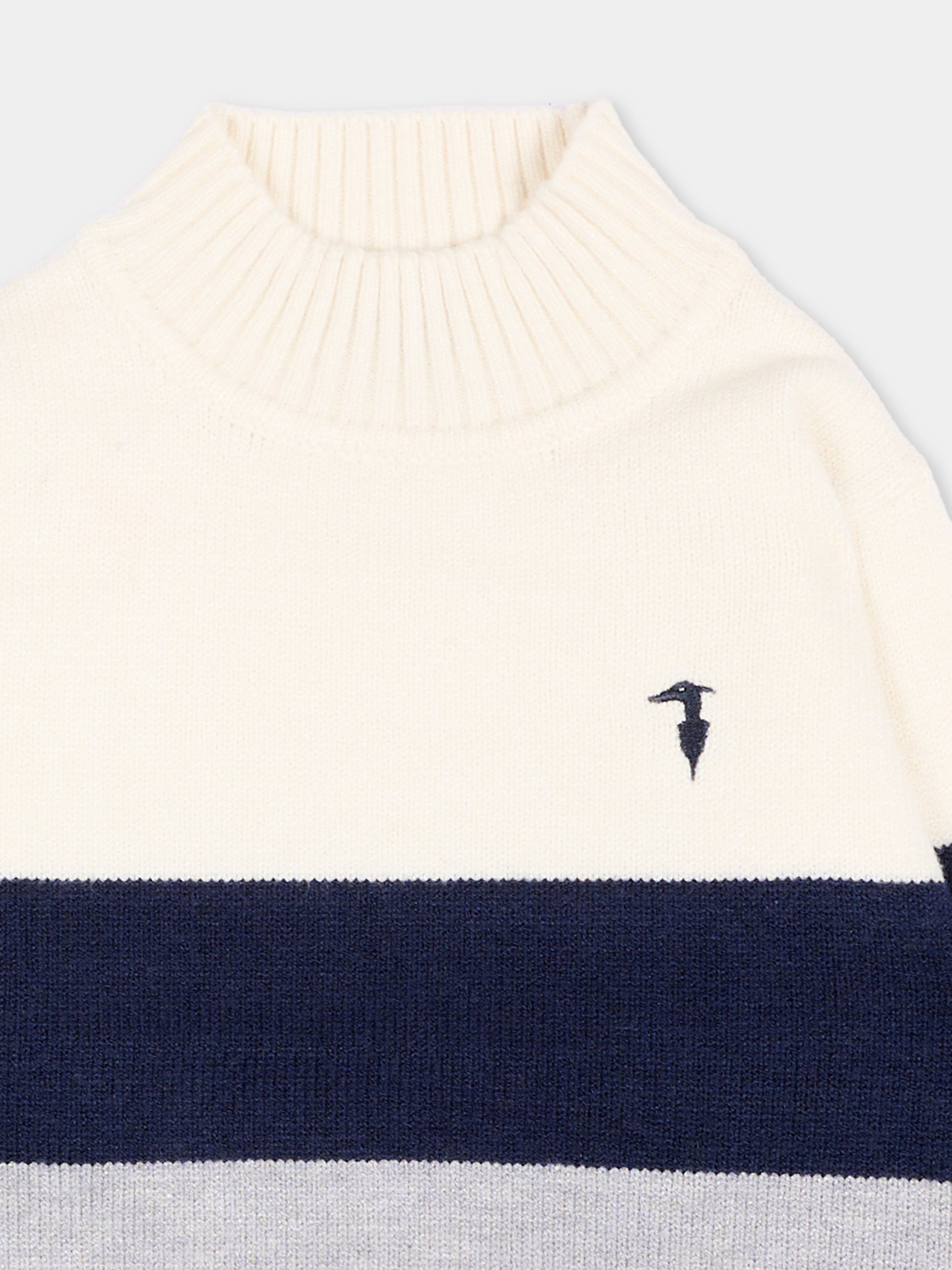 Dolcevita avorio per neonato con logo,Trussardi Junior,TIA26069MA O-WHT/BN/G OFF-WHITE
