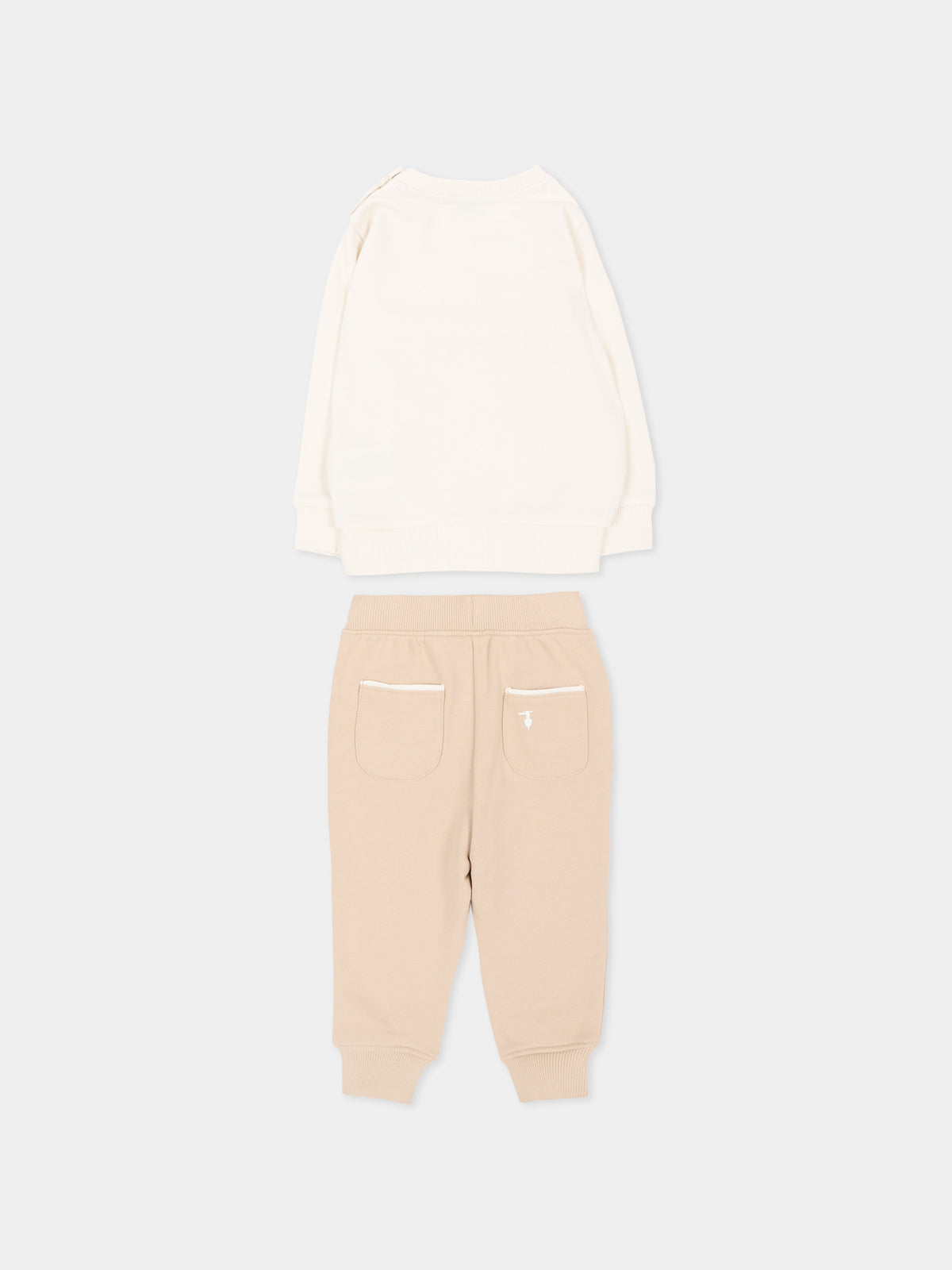 Completo sportivo lungo beige per neonato con logo,Trussardi Junior,TIA26007CF O-WHT/KHAK OFF-WHITE