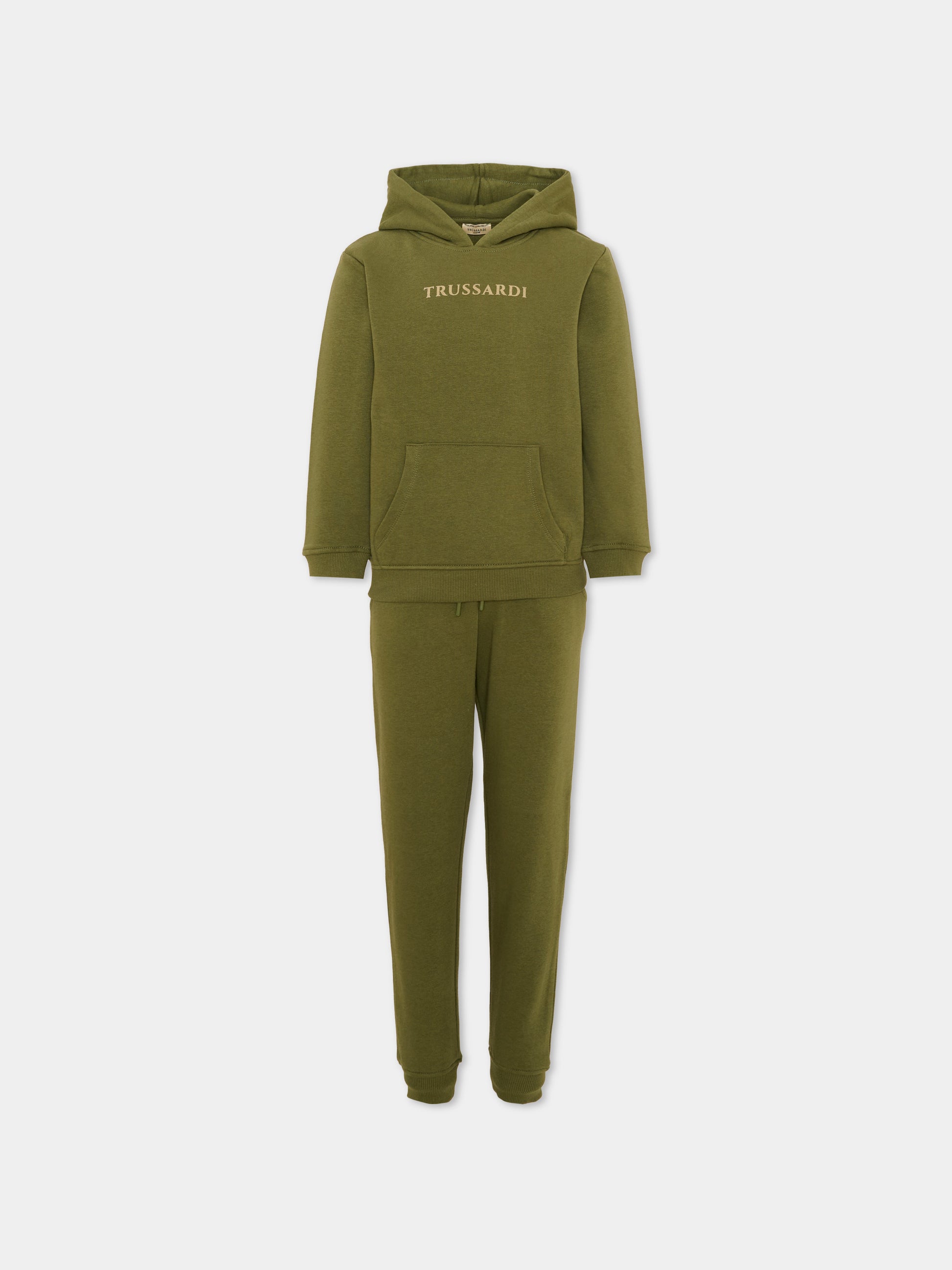 Completo sportivo lungo verde per bambino con logo,Trussardi Junior,TIA26102CF CYPRESS/CY CYPRESS