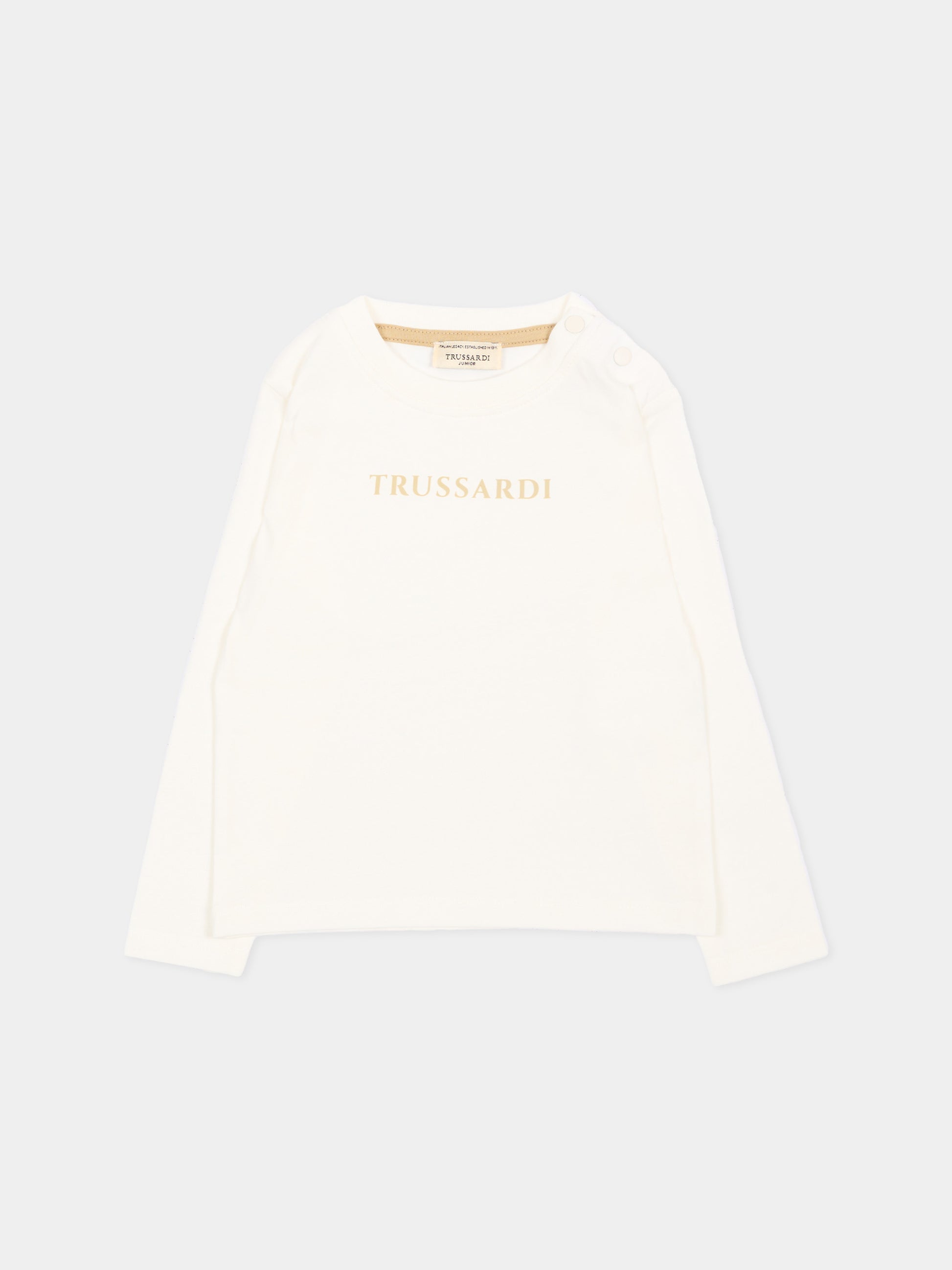 T-Shirt avorio per neonato con logo,Trussardi Junior,TIA26004TS OFF-WHITE OFF-WHITE