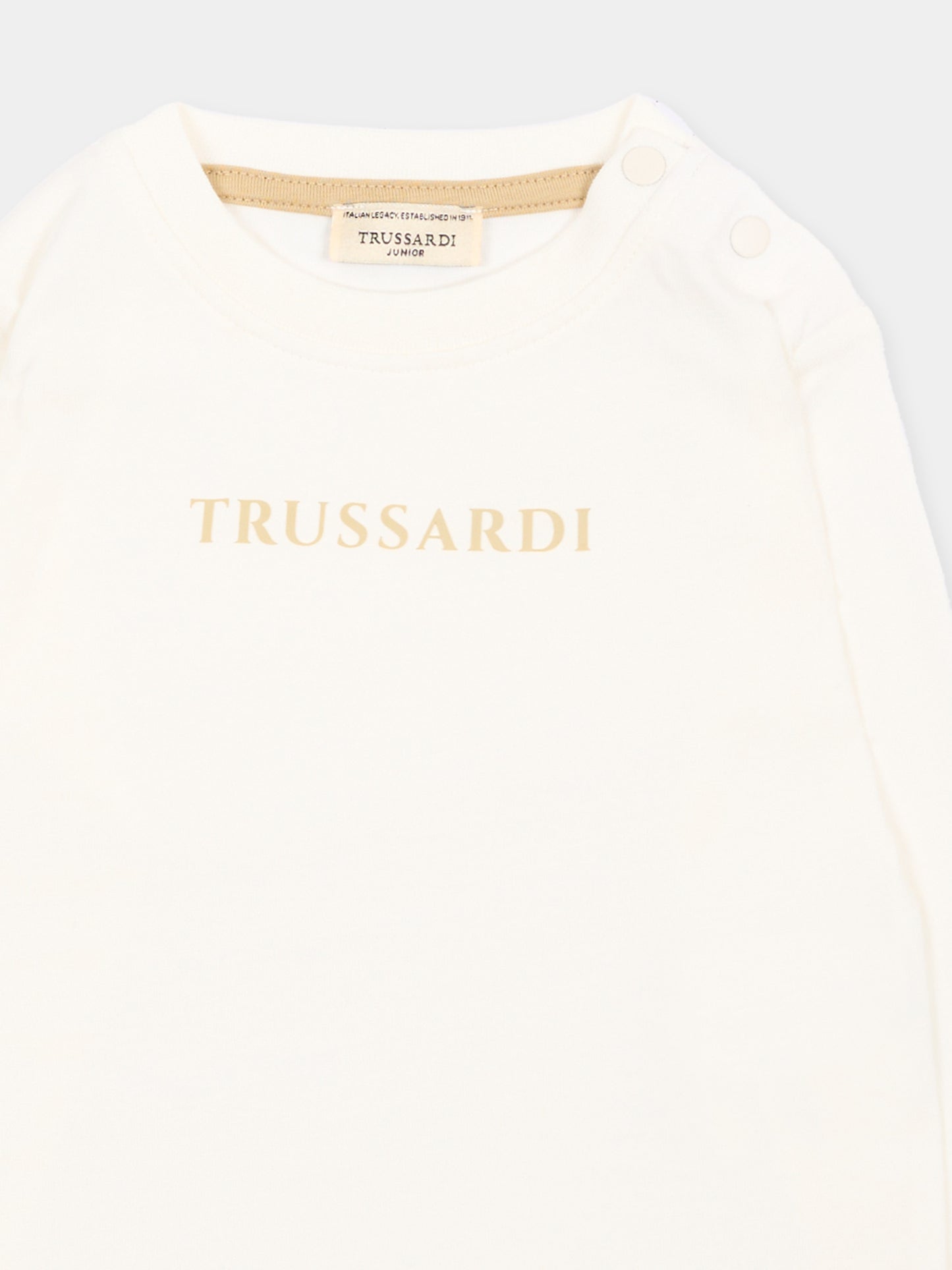 T-Shirt avorio per neonato con logo,Trussardi Junior,TIA26004TS OFF-WHITE OFF-WHITE