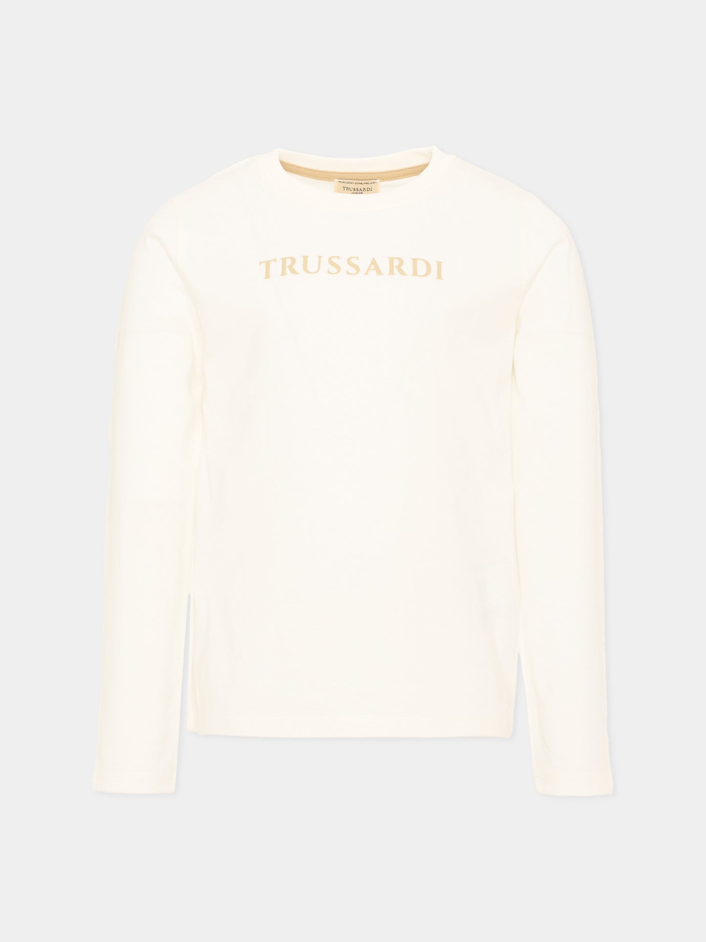 T-Shirt a manica lunga avorio per bambino con logo,Trussardi Junior,TIA26004TS OFF-WHITE OFF-WHITE