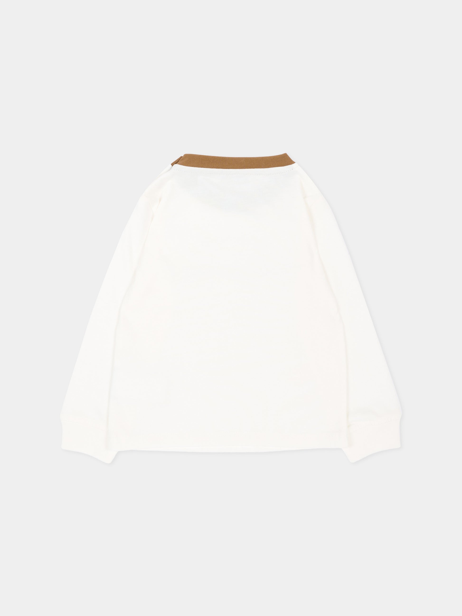 T-Shirt a manica lunga avorio per neonato con logo,Trussardi Junior,TIA26092TS OFF-WHITE OFF-WHITE