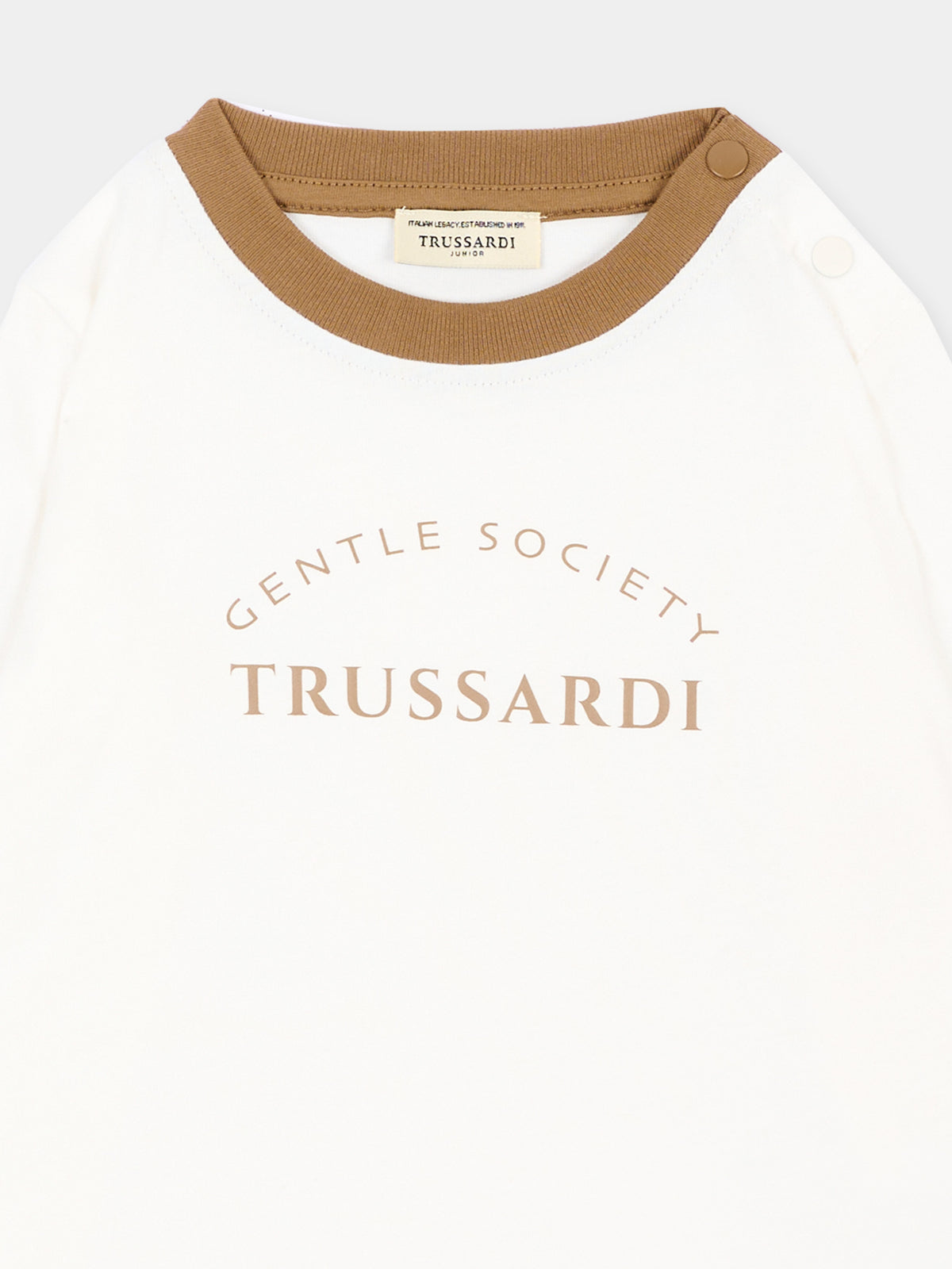 T-Shirt a manica lunga avorio per neonato con logo,Trussardi Junior,TIA26092TS OFF-WHITE OFF-WHITE
