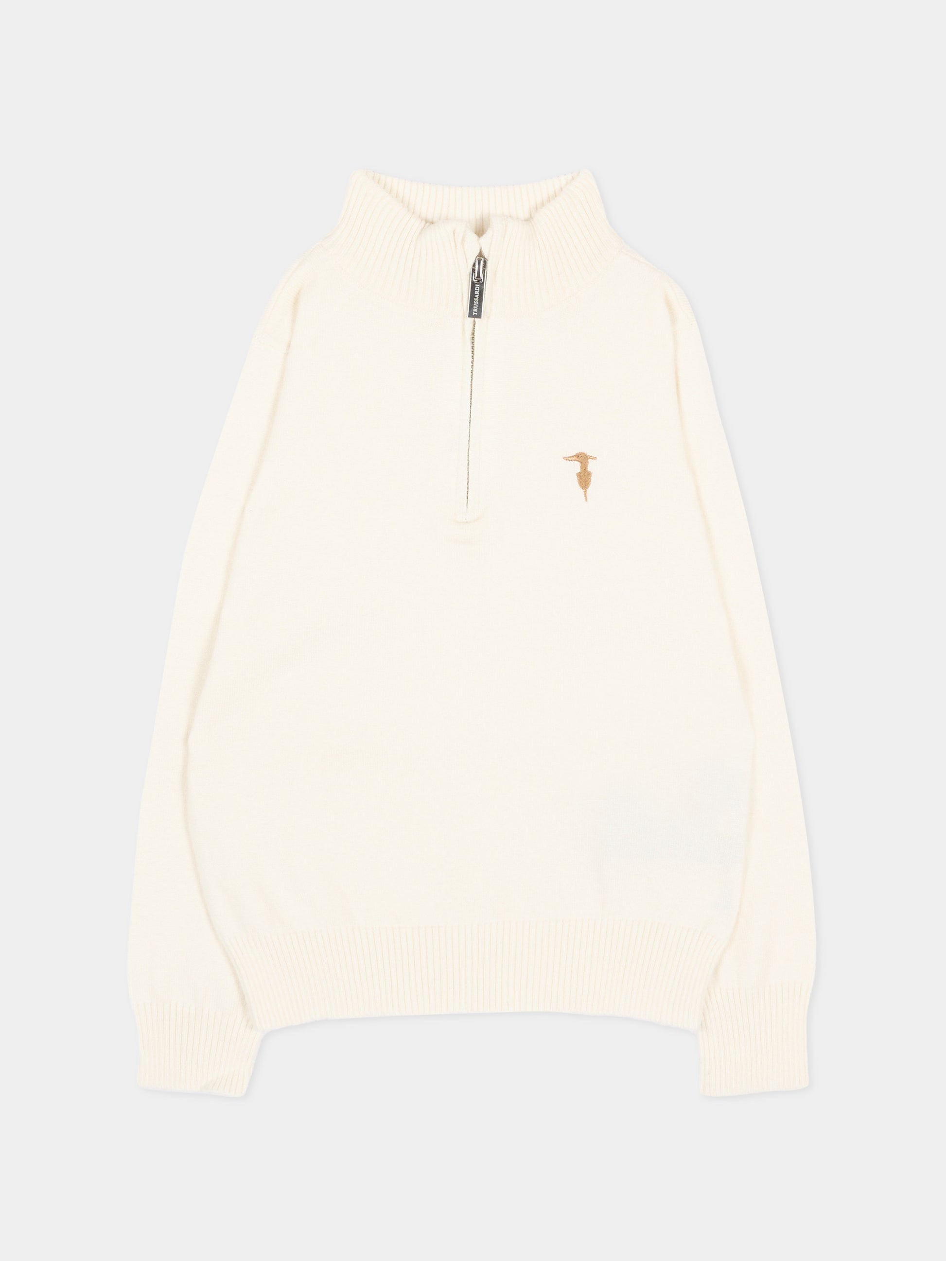 Maglione avorio per neonato con levriero,Trussardi Junior,TIA26116MA OFF-WHITE OFF-WHITE