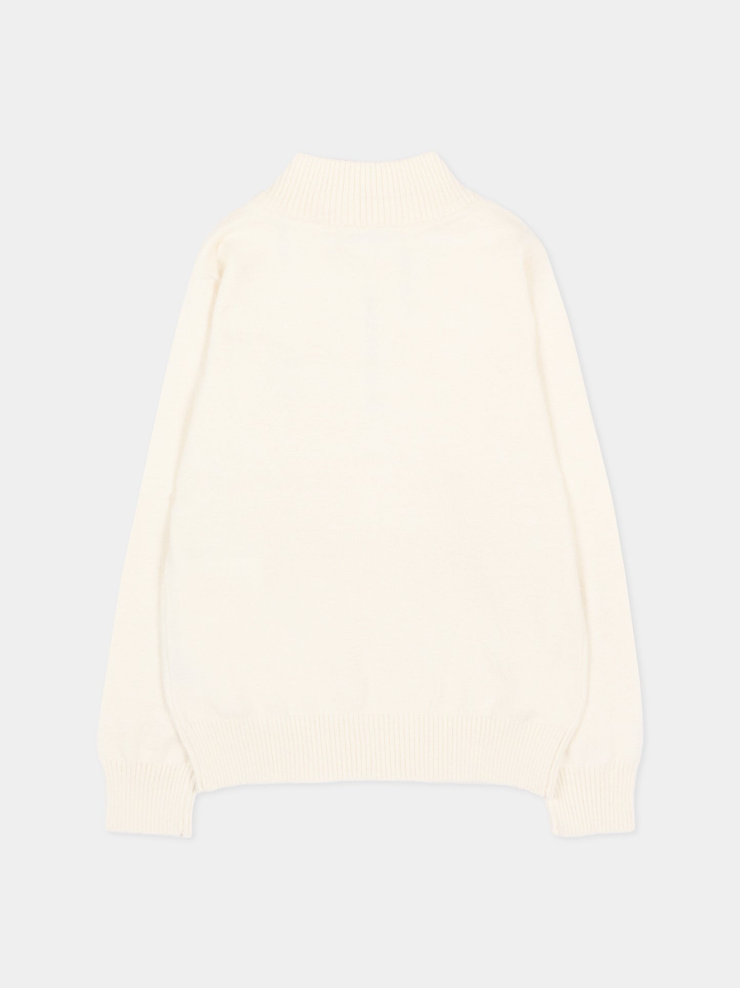 Maglione avorio per neonato con levriero,Trussardi Junior,TIA26116MA OFF-WHITE OFF-WHITE